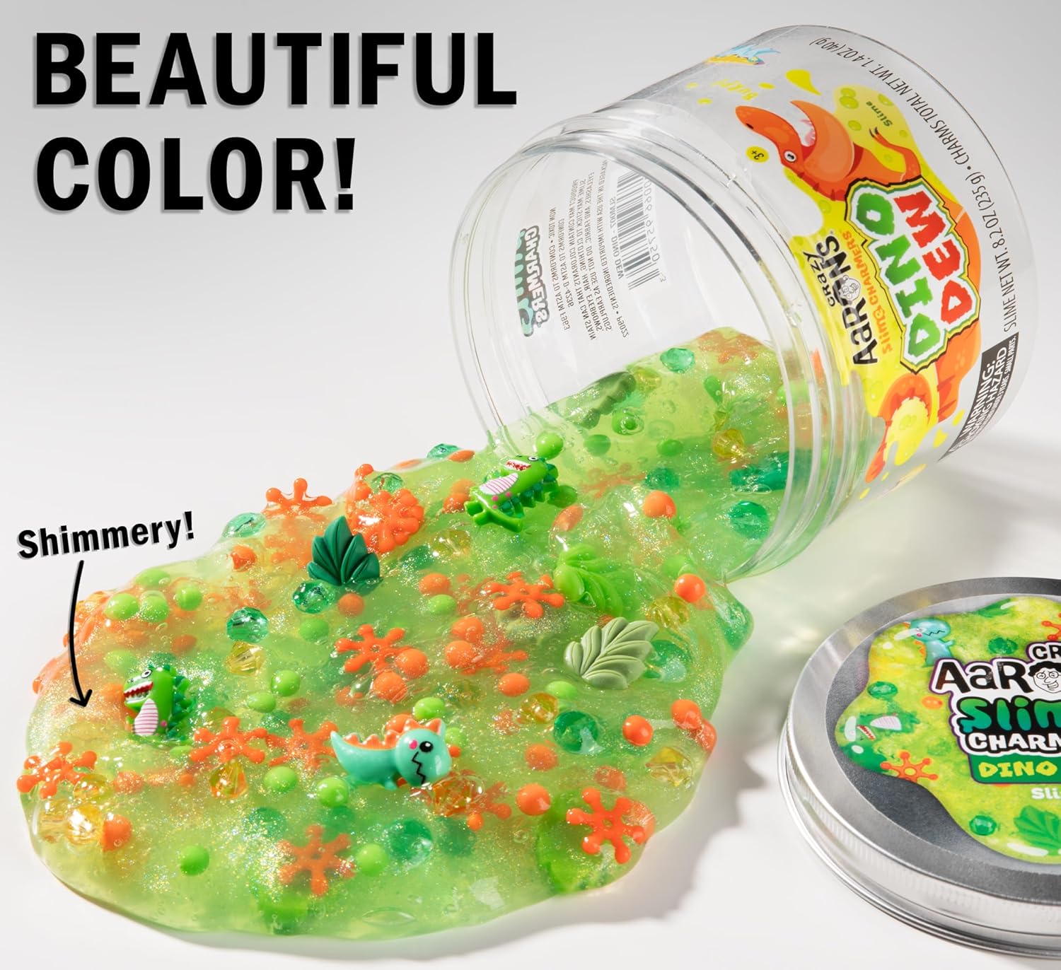 Crazy Aaron’s Slime Charmers - Dino Dew, Banana Scented Slime with Charms, Non-Toxic, Super Stretchy & Squishy Fidget Toy Suitable for Boys and Girls Aged 3Y+