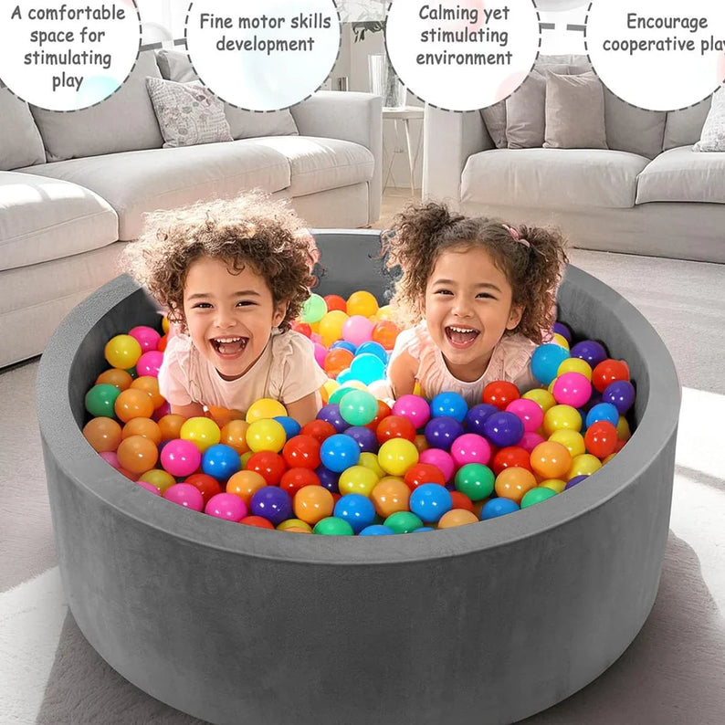 Foam Ball Pit for Toddlers 90cm Round Baby Ball Pool with Memory Foam, Soft Playpen Indoor Outdoor Kids Playground, Balls Not Included, Ages 6 Months+