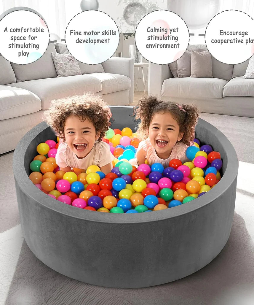 Foam Ball Pit for Toddlers 90cm Round Baby Ball Pool with Memory Foam, Soft Playpen Indoor Outdoor Kids Playground, Balls Not Included, Ages 6 Months+