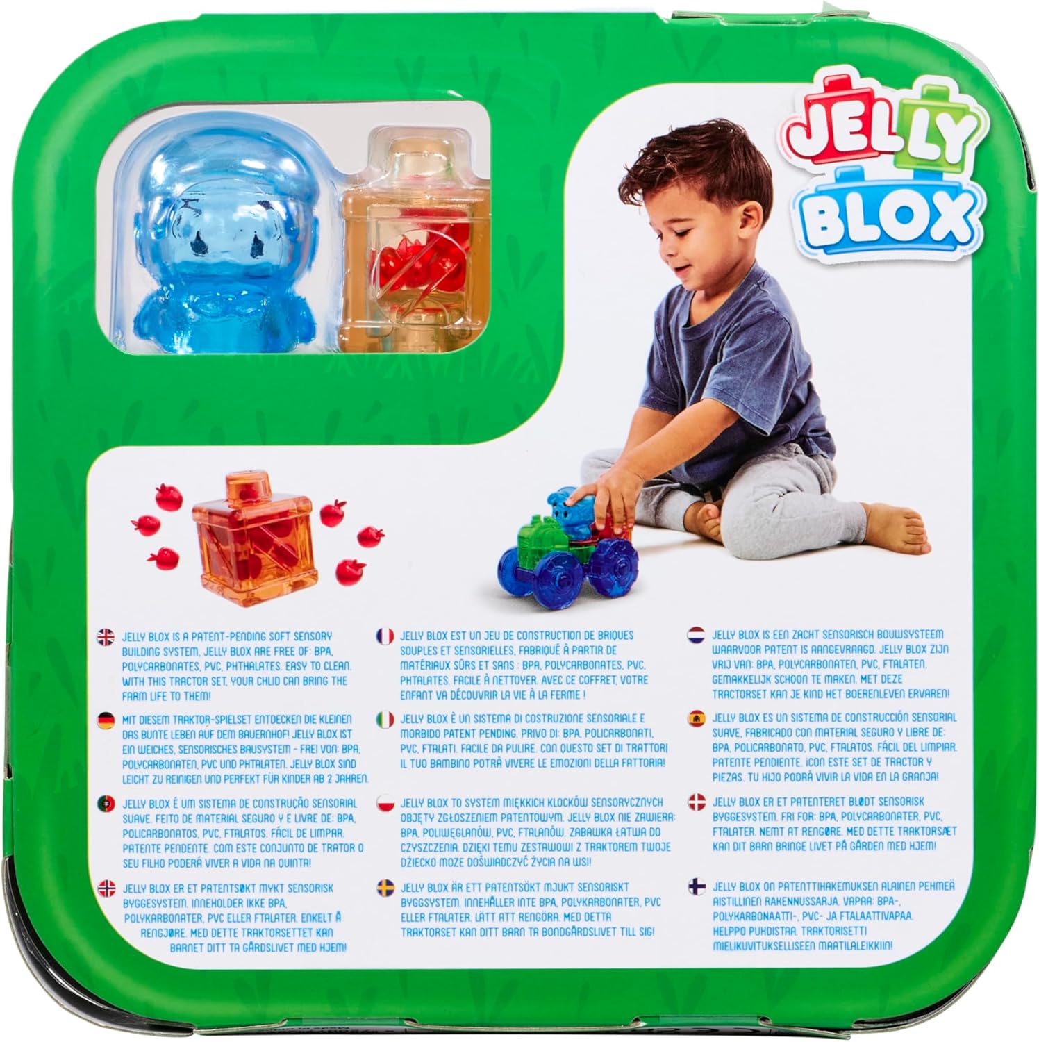 Goliath Jelly Blox Tractor Set, 12 Piece Toddler & Preschool Building Blocks, Ouch-Free Tactile & Sensory Play Fidget Toy, Stackable, Squishable & Stretchable Blocks Suitable for Boys & Girls Aged 2+