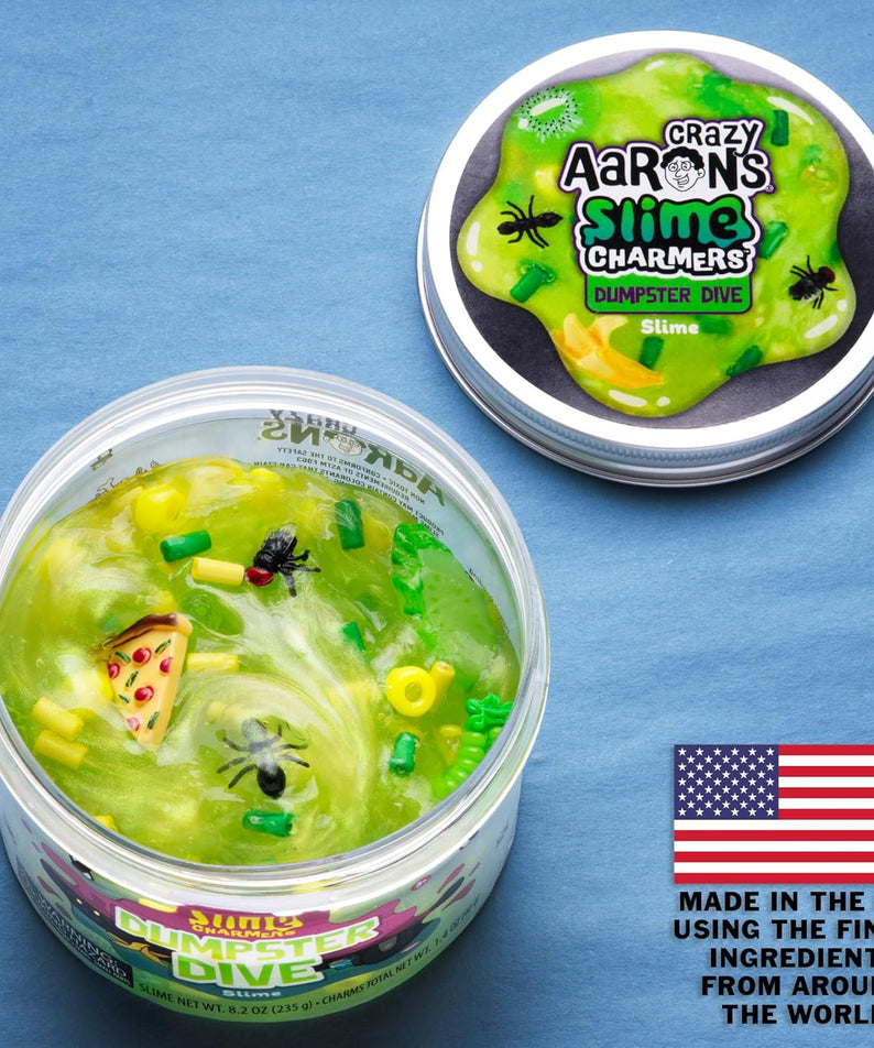 Crazy Aaron’s Slime Charmers - Dumpster Dive, Green Apple Scented Slime with Charms, Non-Toxic, Super Stretchy & Squishy Fidget Toy Suitable for Boys and Girls Aged 3Y+
