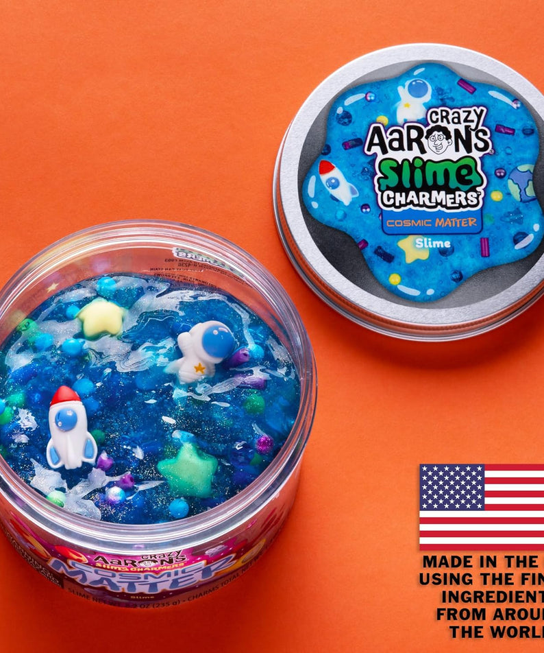 Crazy Aaron’s Slime Charmers - Cosmic Matter, Blueberry Scented Slime with Charms, Non-Toxic, Super Stretchy & Squishy Fidget Toy Suitable for Boys and Girls Aged 3Y+