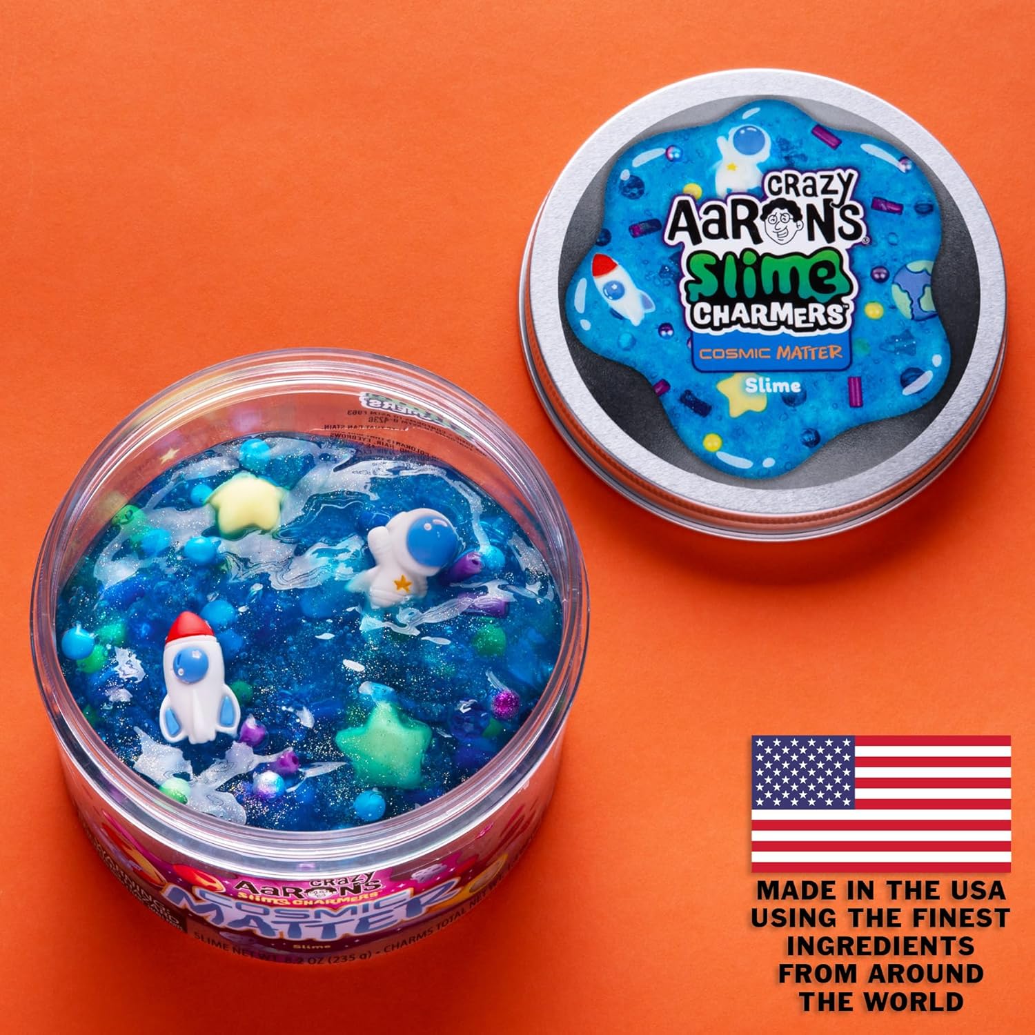 Crazy Aaron’s Slime Charmers - Cosmic Matter, Blueberry Scented Slime with Charms, Non-Toxic, Super Stretchy & Squishy Fidget Toy Suitable for Boys and Girls Aged 3Y+