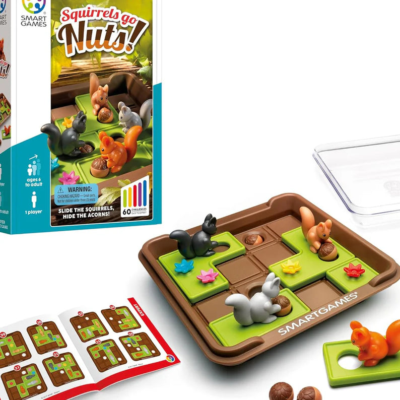 SmartGames Squirrels Go Nuts!, Fun IQ Brain Teaser Puzzle, Cognitive Development STEM Toy with 60+ Challenges, Travel Friendly Tabletop Educational Matching Puzzle Game, Suitable for Children Above 6+