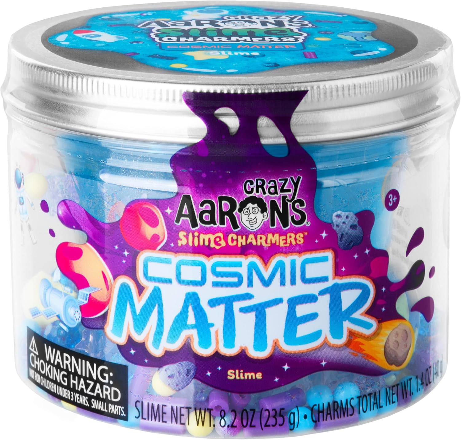 Crazy Aaron’s Slime Charmers - Cosmic Matter, Blueberry Scented Slime with Charms, Non-Toxic, Super Stretchy & Squishy Fidget Toy Suitable for Boys and Girls Aged 3Y+