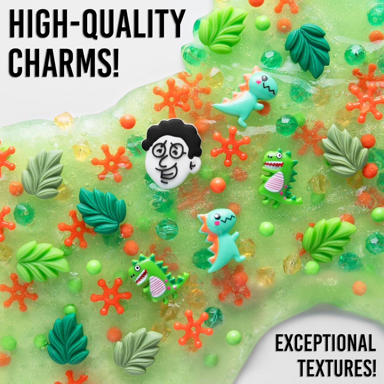 Crazy Aaron’s Slime Charmers - Dino Dew, Banana Scented Slime with Charms, Non-Toxic, Super Stretchy & Squishy Fidget Toy Suitable for Boys and Girls Aged 3Y+