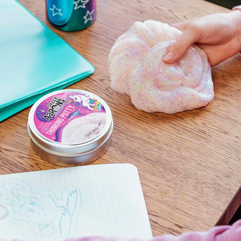 Crazy Aaron's Glow In The Dark Enchanting Unicorn Thinking Putty, 4" Tin with 90g of Non-Toxic Sensory Play Putty which Never Dries Out, Soft Textured Creative Fidget Toy for Boys and Girls Ages 3Y+