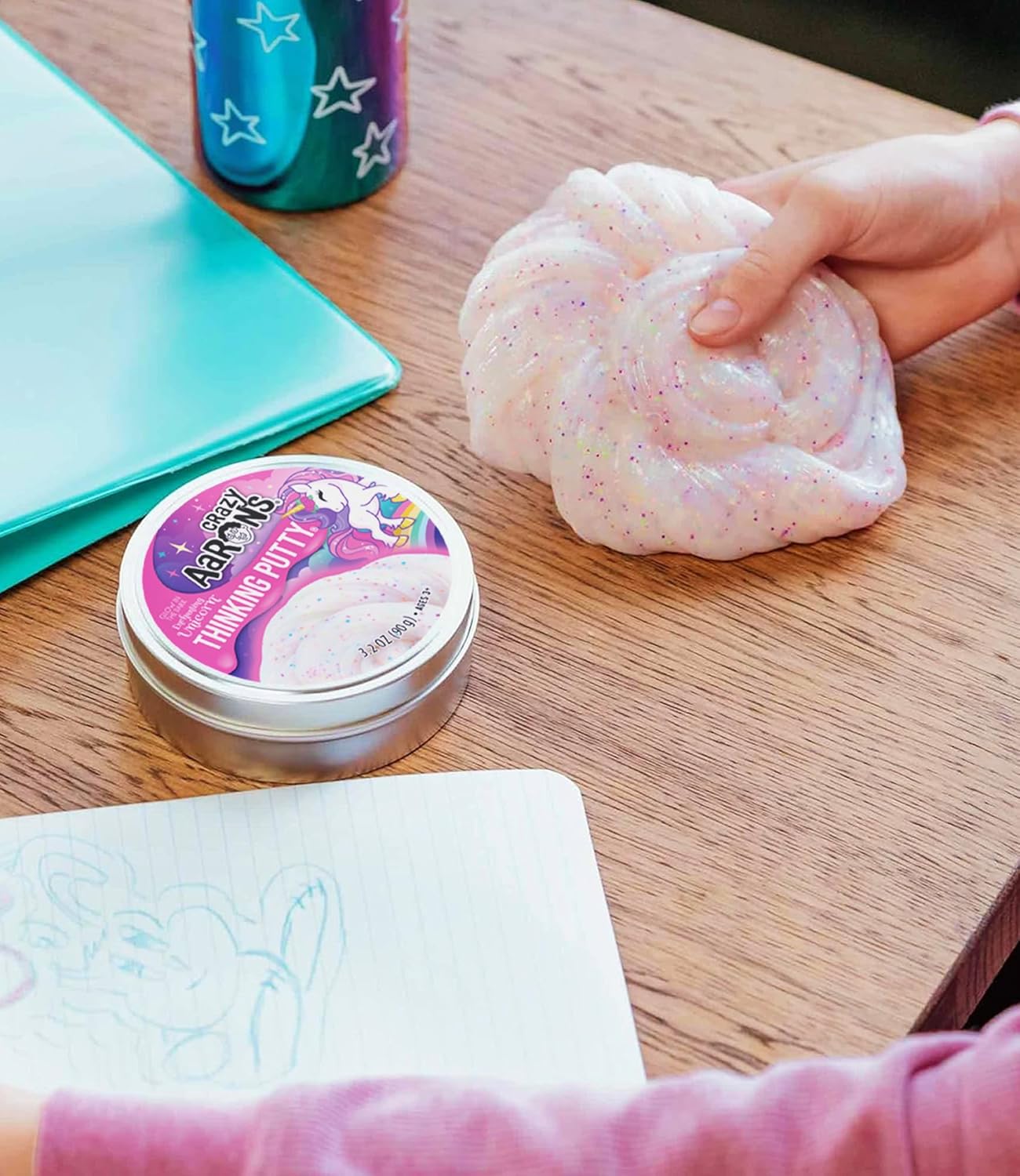 Crazy Aaron's Glow In The Dark Enchanting Unicorn Thinking Putty, 4" Tin with 90g of Non-Toxic Sensory Play Putty which Never Dries Out, Soft Textured Creative Fidget Toy for Boys and Girls Ages 3Y+