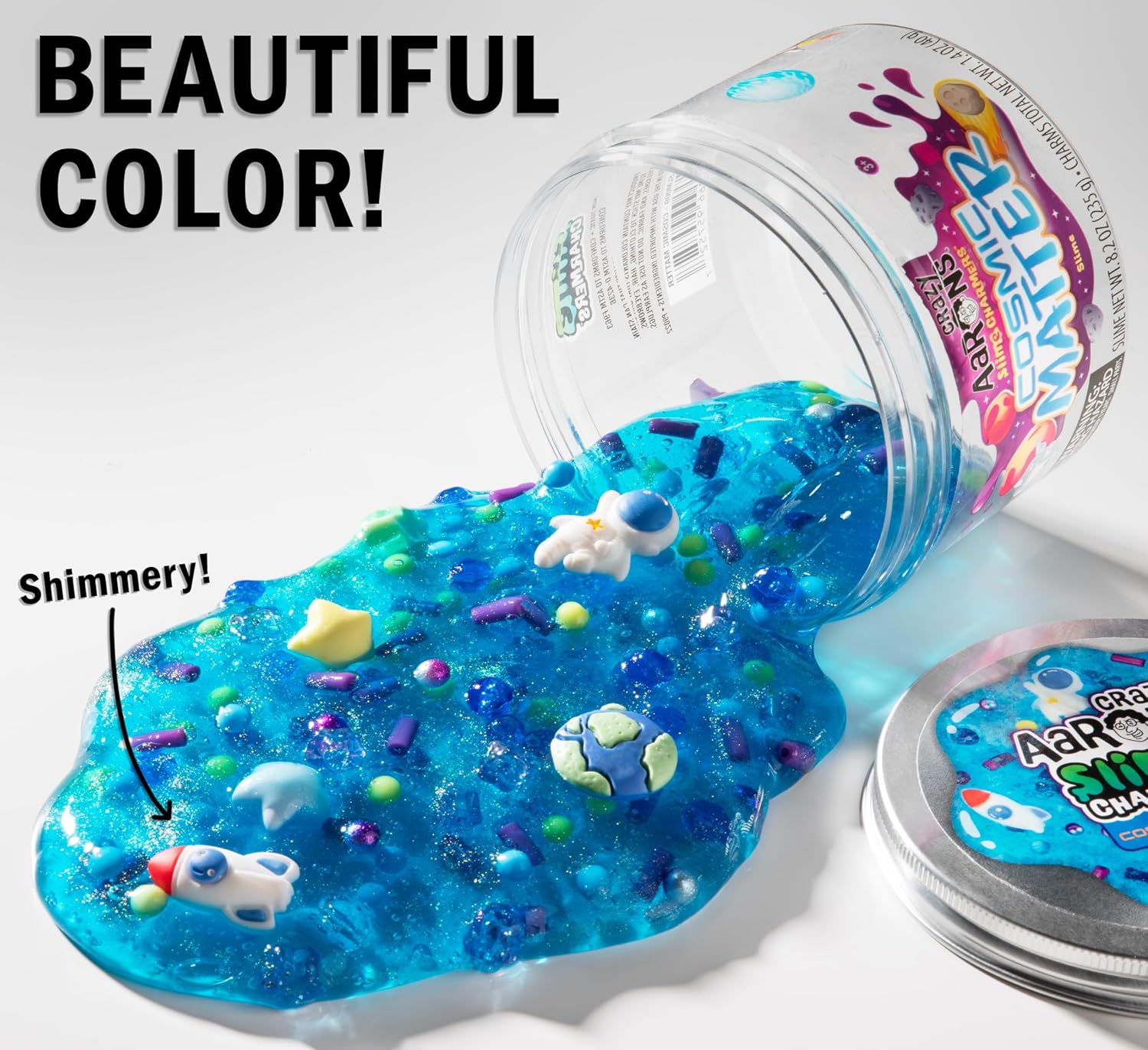Crazy Aaron’s Slime Charmers - Cosmic Matter, Blueberry Scented Slime with Charms, Non-Toxic, Super Stretchy & Squishy Fidget Toy Suitable for Boys and Girls Aged 3Y+