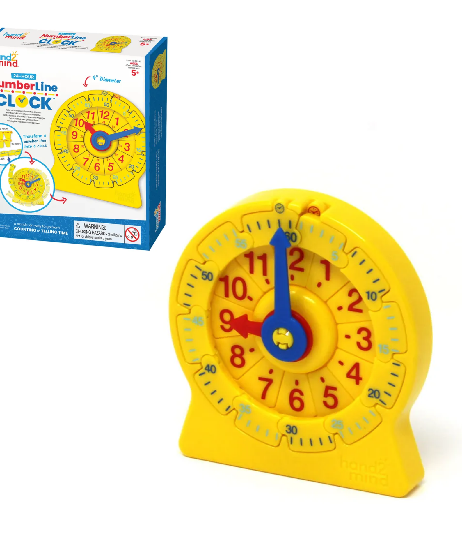 Learning Resources 24-Hour Number Line Clock, Single Student Set, Telling Time Learning Tool for Ages 5+