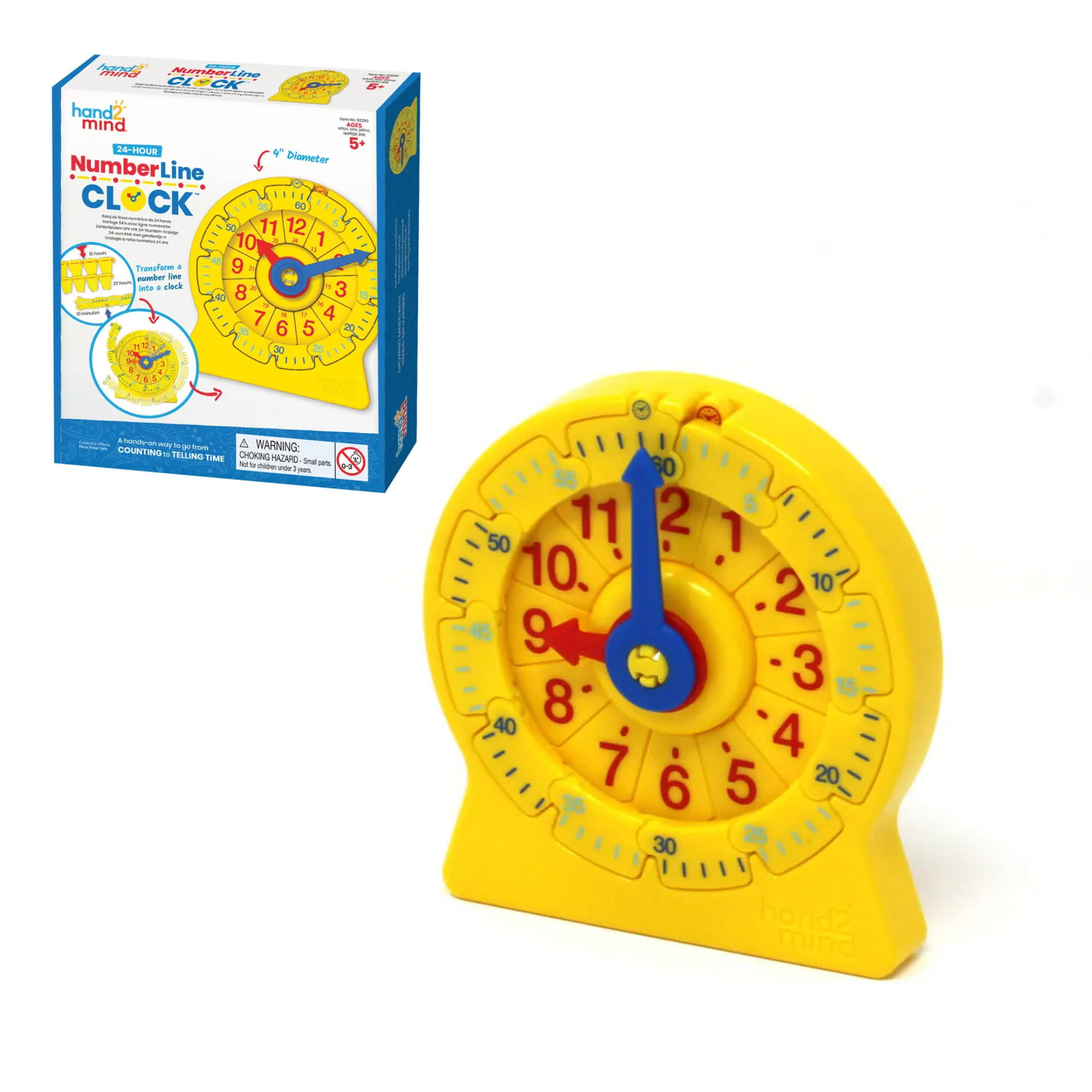 Learning Resources 24-Hour Number Line Clock, Single Student Set, Telling Time Learning Tool for Ages 5+