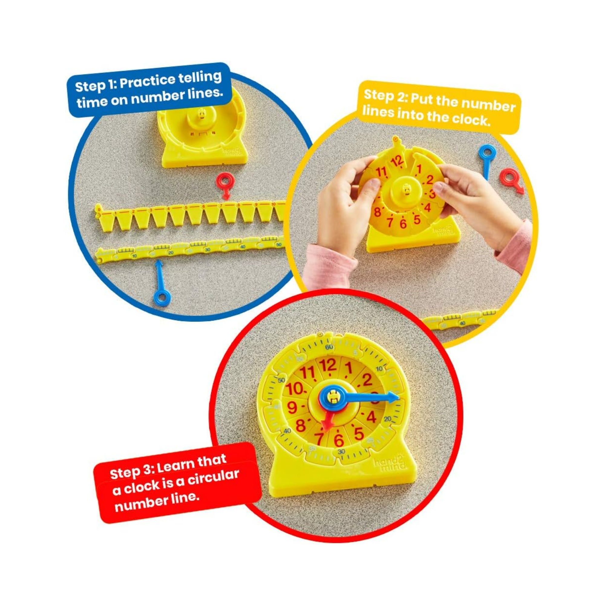 Learning Resources 24-Hour Number Line Clock, Single Student Set, Telling Time Learning Tool for Ages 5+