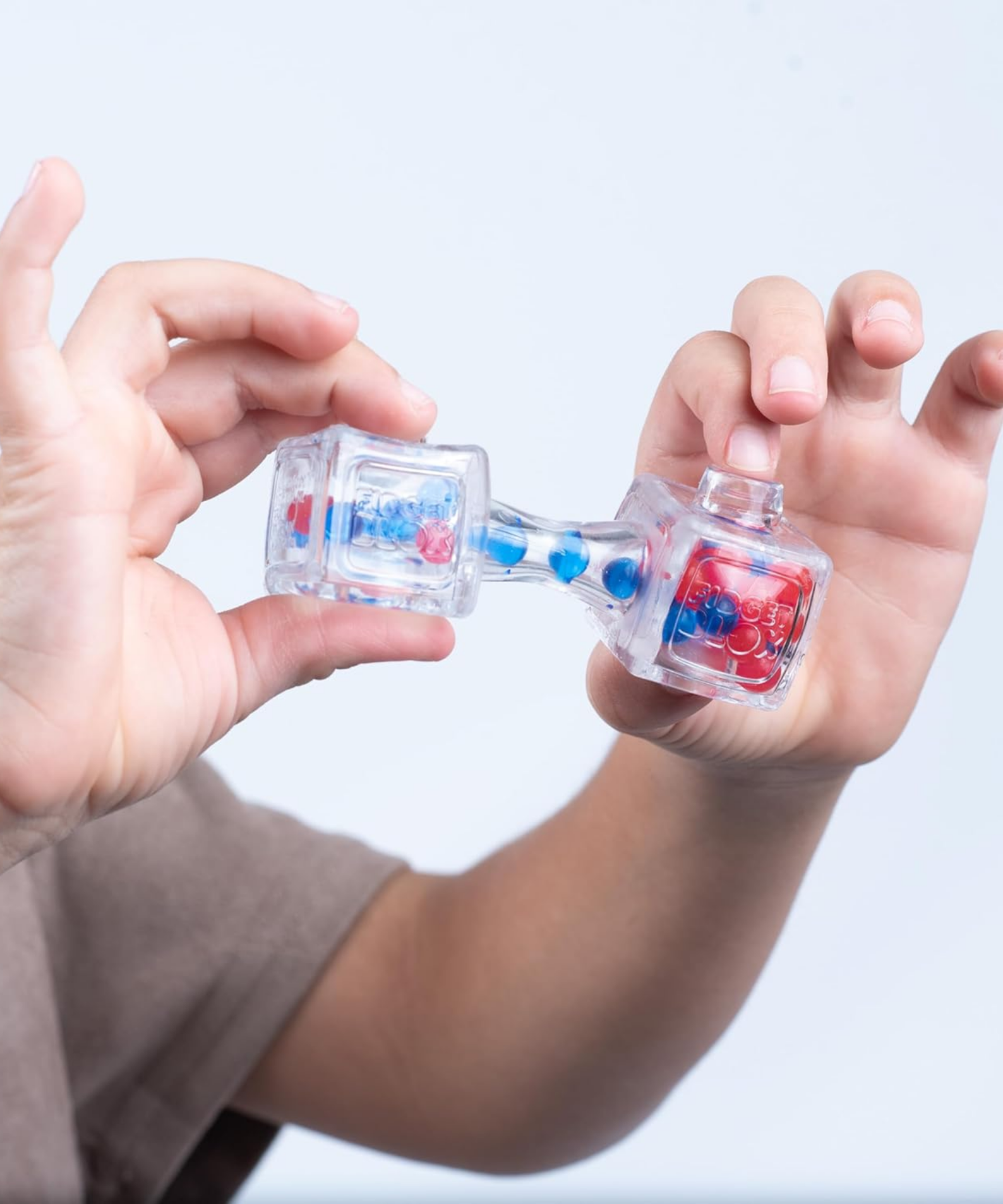 Goliath Fidget Blox, Sound Focused Sensory Squeeze & Play Ball Sorting Fidget Toy, Anxiety & Stress Relief Calming Therapy Desk Toy for Adults and Children, Red & Blue Beads