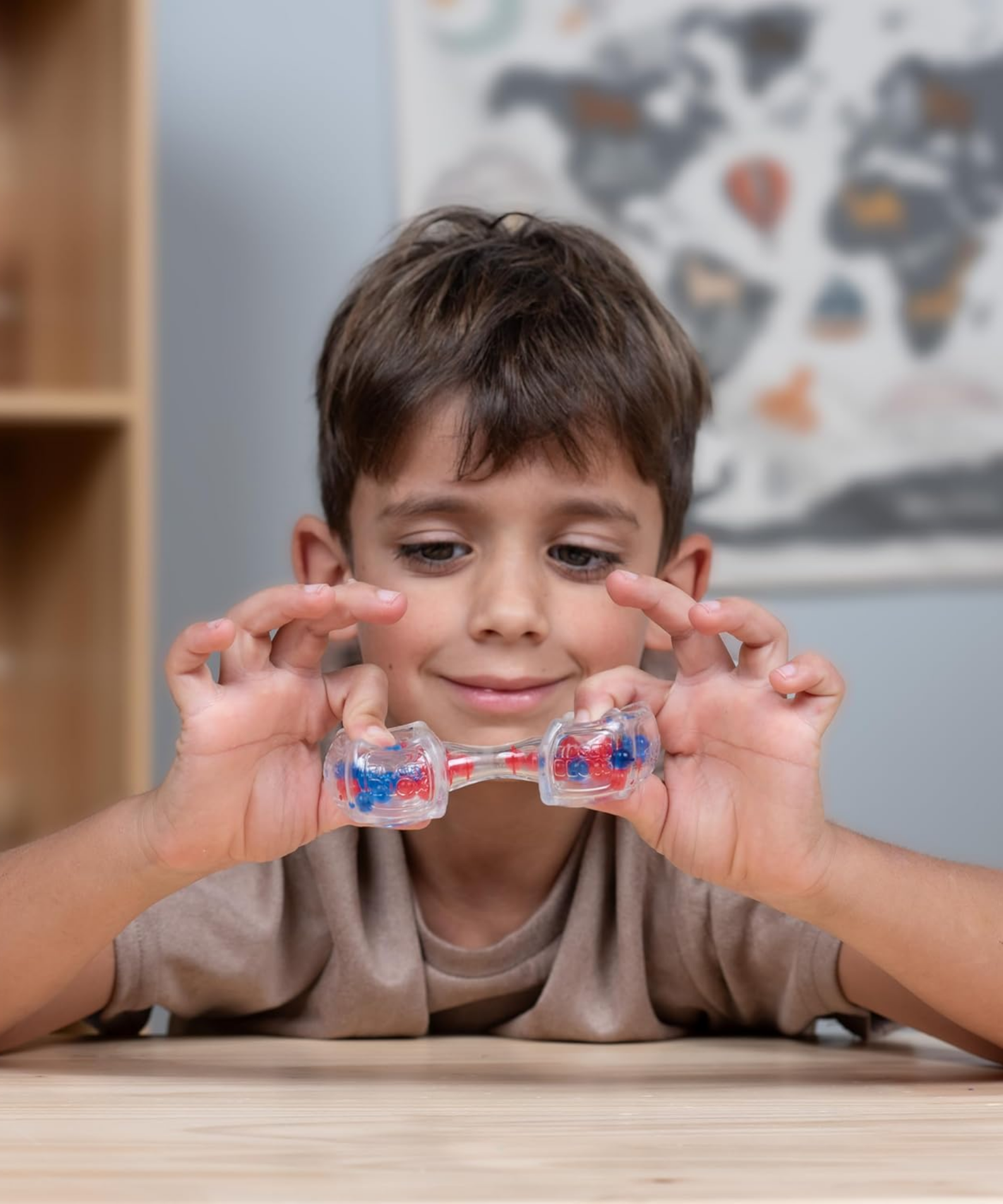 Goliath Fidget Blox, Sound Focused Sensory Squeeze & Play Ball Sorting Fidget Toy, Anxiety & Stress Relief Calming Therapy Desk Toy for Adults and Children, Red & Blue Beads