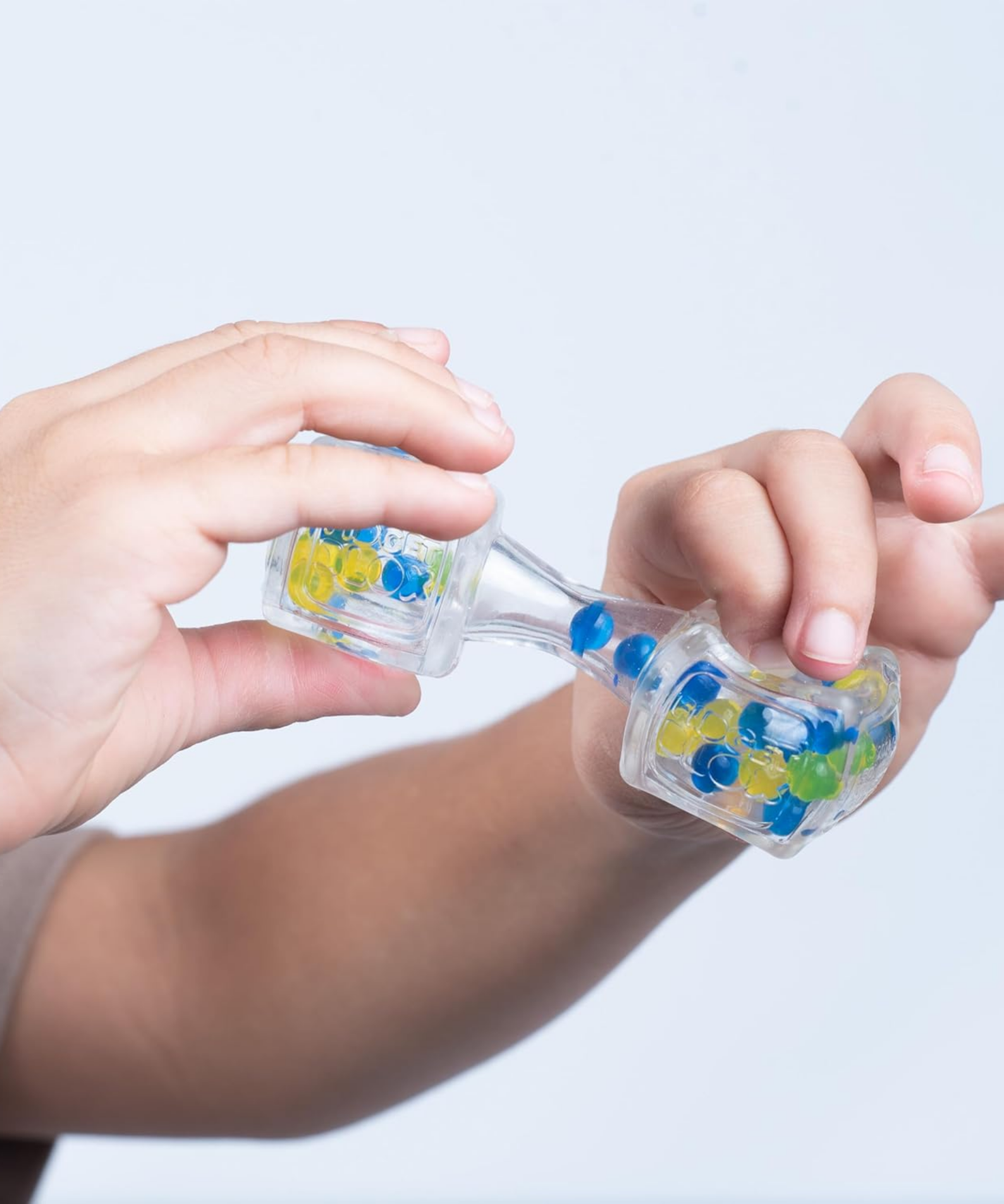 Goliath Fidget Blox, Sound Focused Sensory Squeeze & Play Ball Sorting Fidget Toy, Anxiety & Stress Relief Calming Therapy Desk Toy for Adults and Children, Blue & Yellow Beads