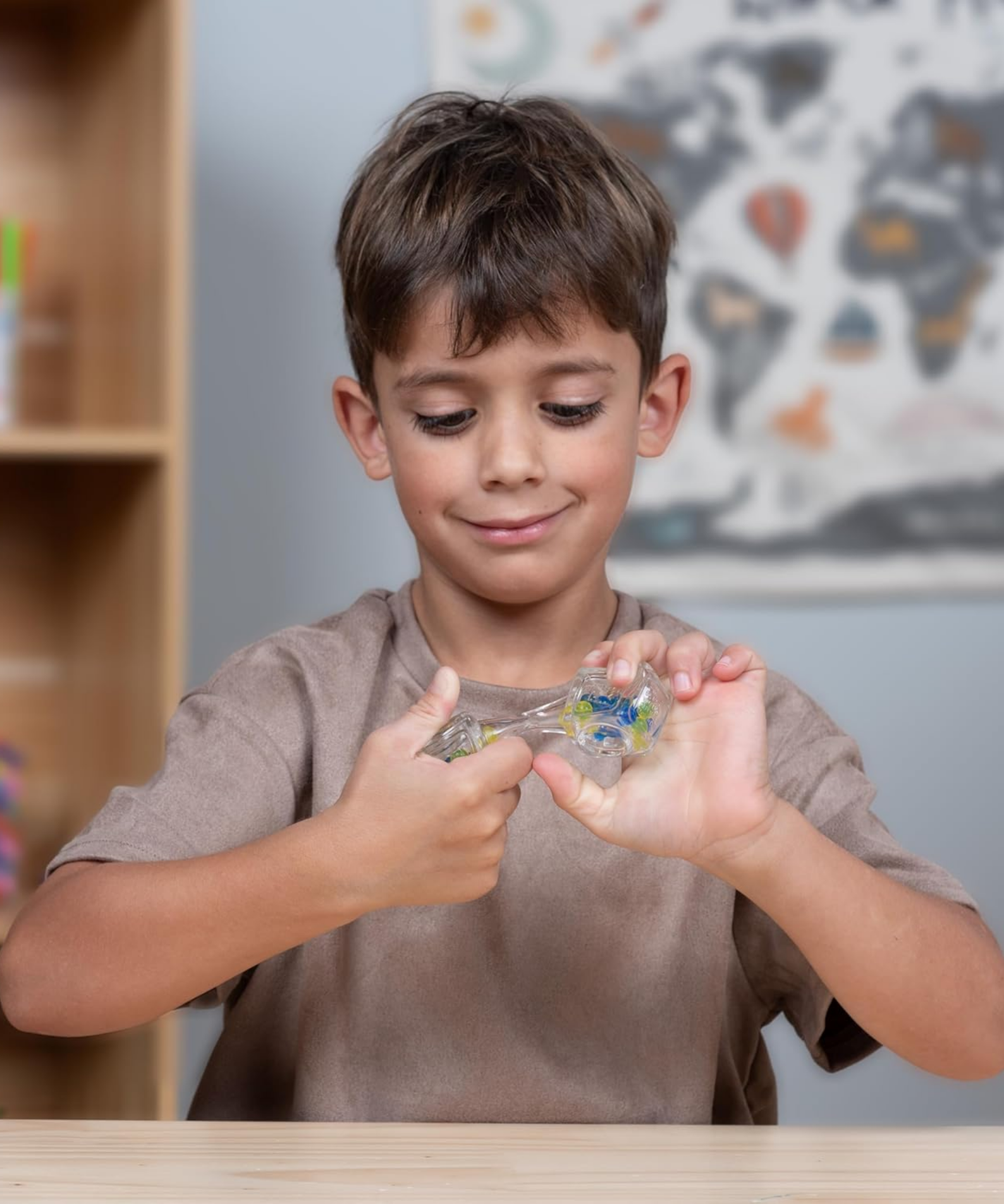 Goliath Fidget Blox, Sound Focused Sensory Squeeze & Play Ball Sorting Fidget Toy, Anxiety & Stress Relief Calming Therapy Desk Toy for Adults and Children, Blue & Yellow Beads