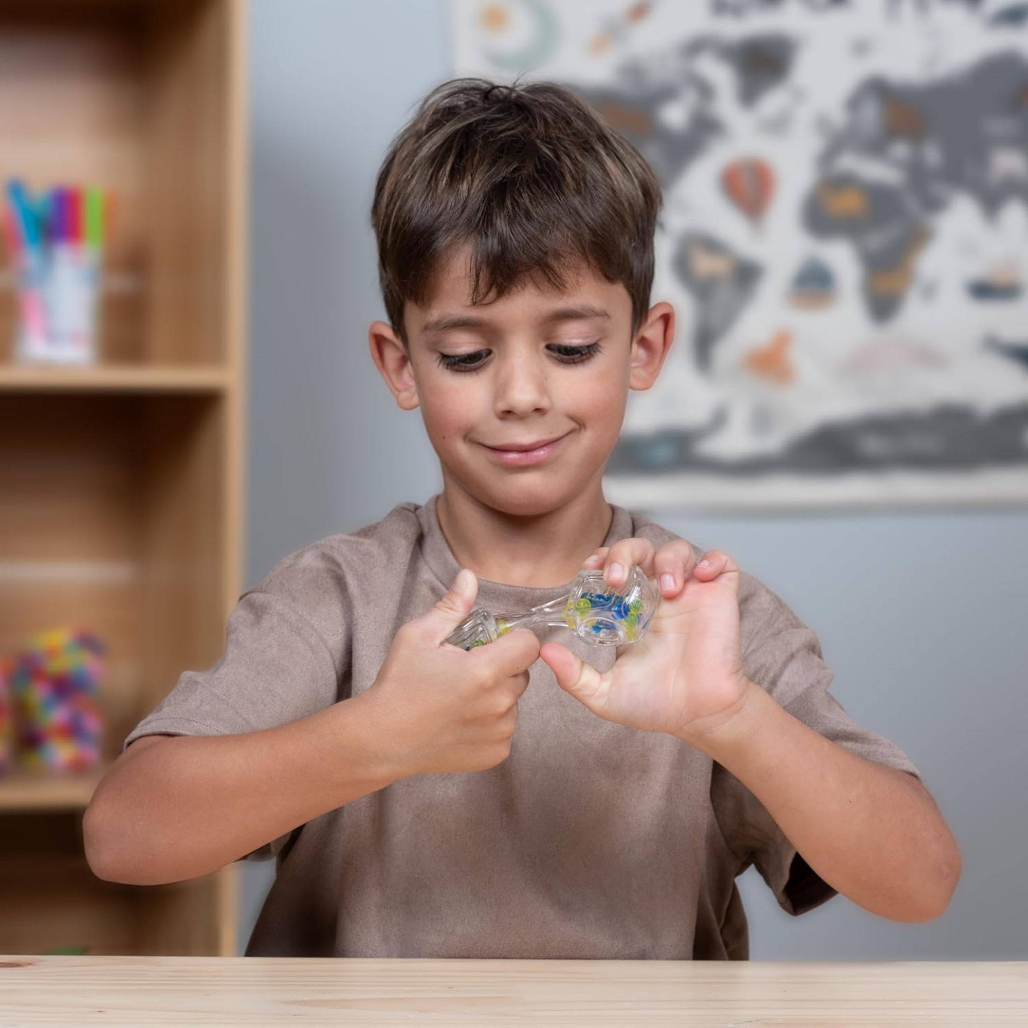 Goliath Fidget Blox, Sound Focused Sensory Squeeze & Play Ball Sorting Fidget Toy, Anxiety & Stress Relief Calming Therapy Desk Toy for Adults and Children, Blue & Yellow Beads