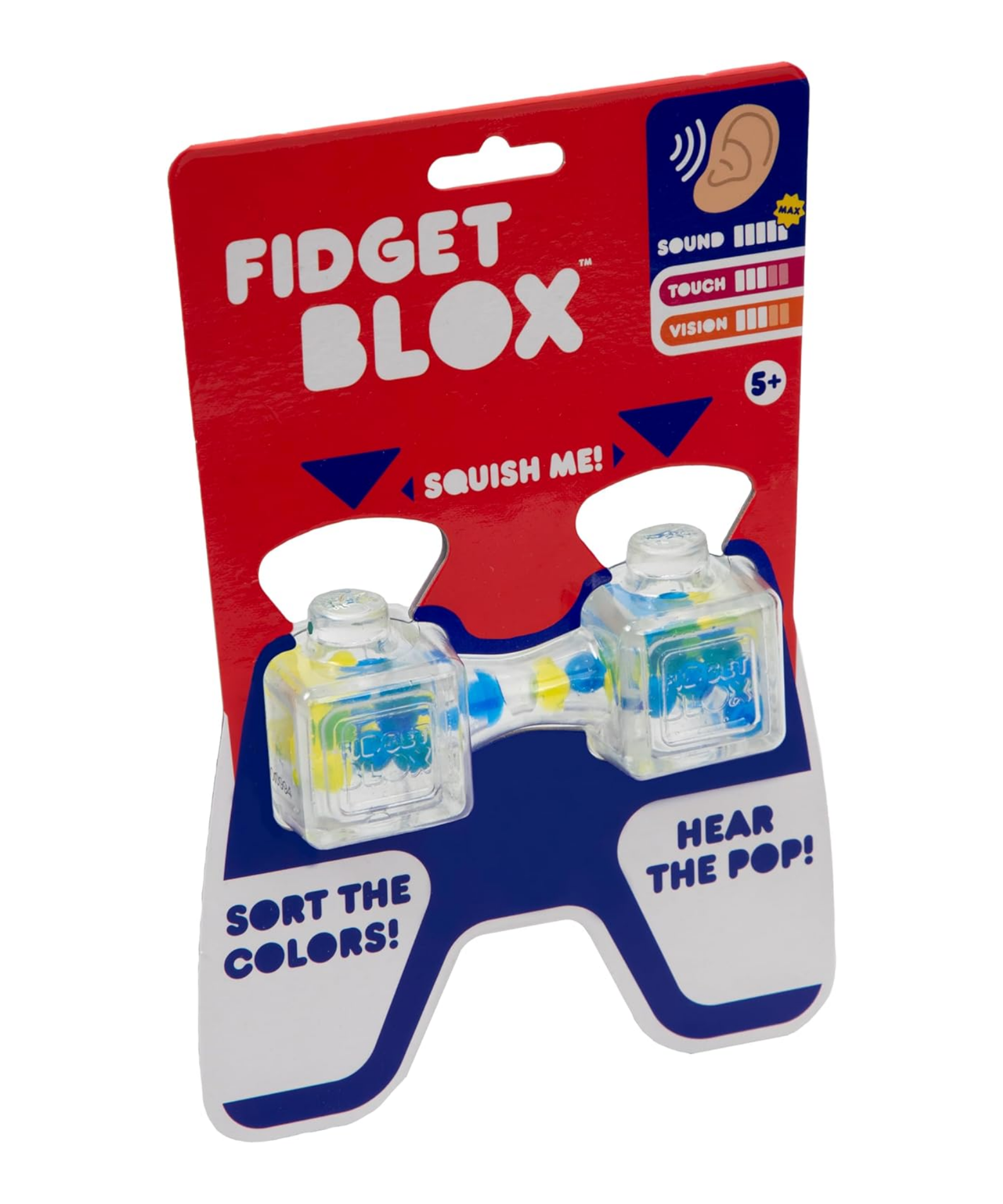 Goliath Fidget Blox, Sound Focused Sensory Squeeze & Play Ball Sorting Fidget Toy, Anxiety & Stress Relief Calming Therapy Desk Toy for Adults and Children, Blue & Yellow Beads