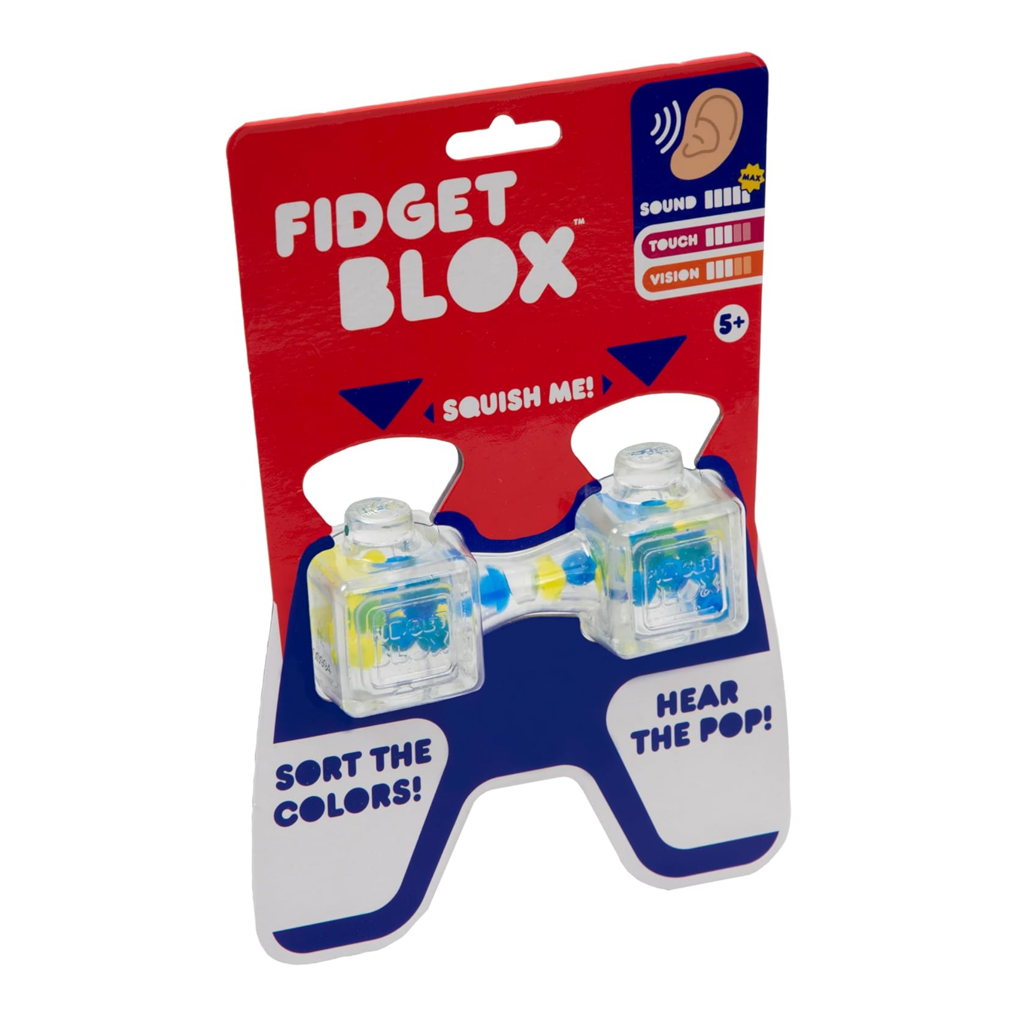 Goliath Fidget Blox, Sound Focused Sensory Squeeze & Play Ball Sorting Fidget Toy, Anxiety & Stress Relief Calming Therapy Desk Toy for Adults and Children, Blue & Yellow Beads