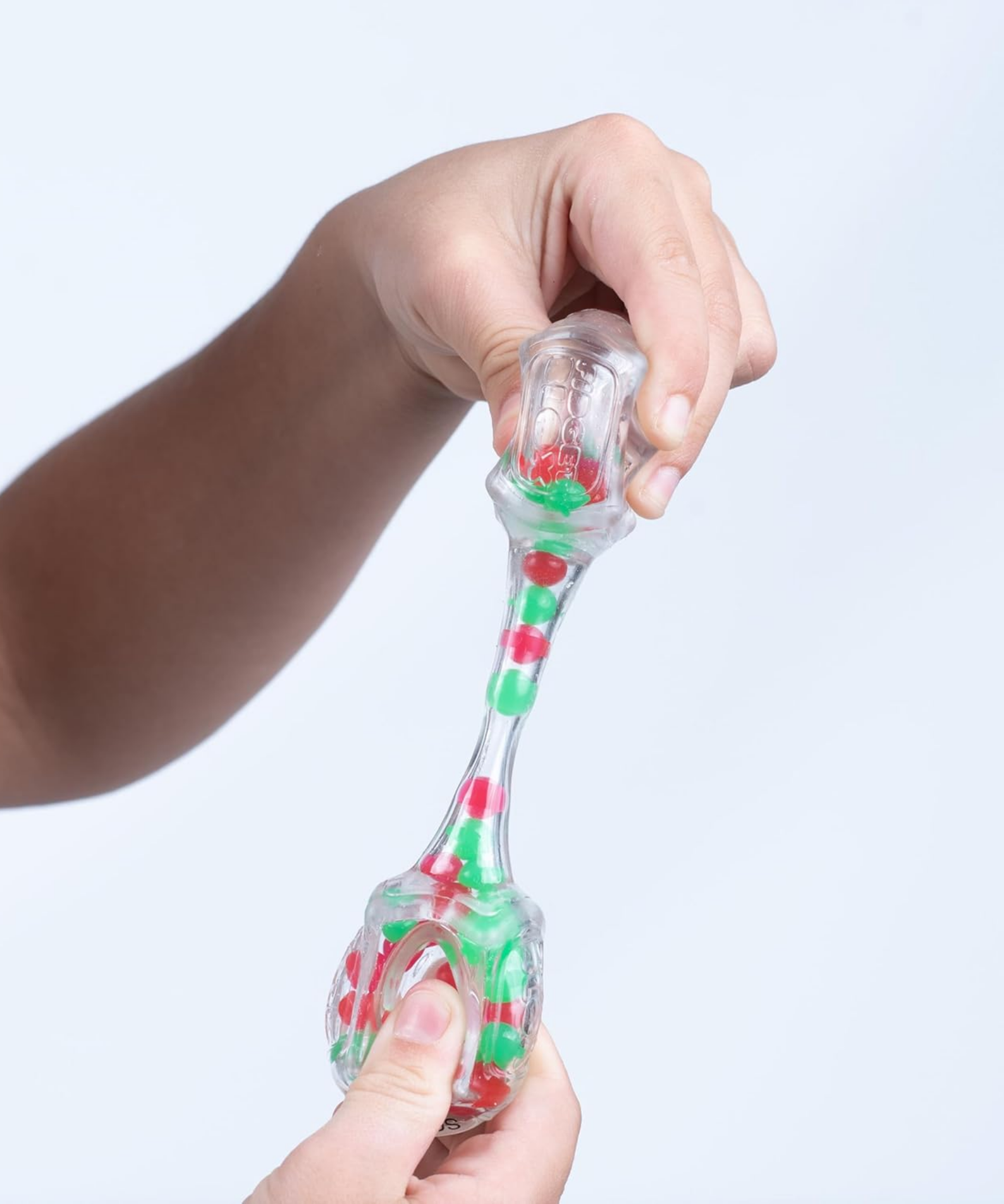 Goliath Fidget Blox, Sound Focused Sensory Squeeze & Play Ball Sorting Fidget Toy, Anxiety & Stress Relief Calming Therapy Desk Toy for Adults and Children, Red & Green Beads