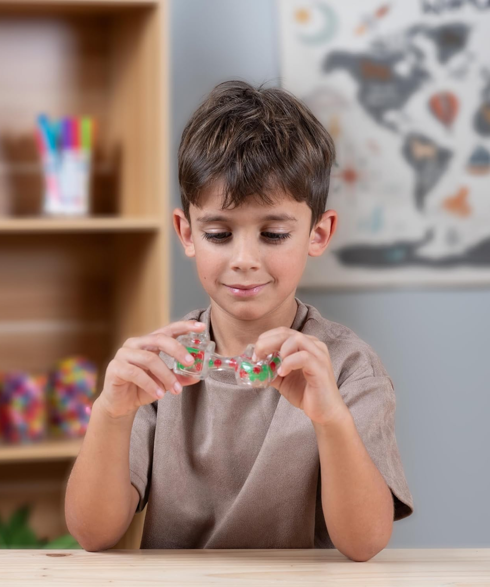 Goliath Fidget Blox, Sound Focused Sensory Squeeze & Play Ball Sorting Fidget Toy, Anxiety & Stress Relief Calming Therapy Desk Toy for Adults and Children, Red & Green Beads