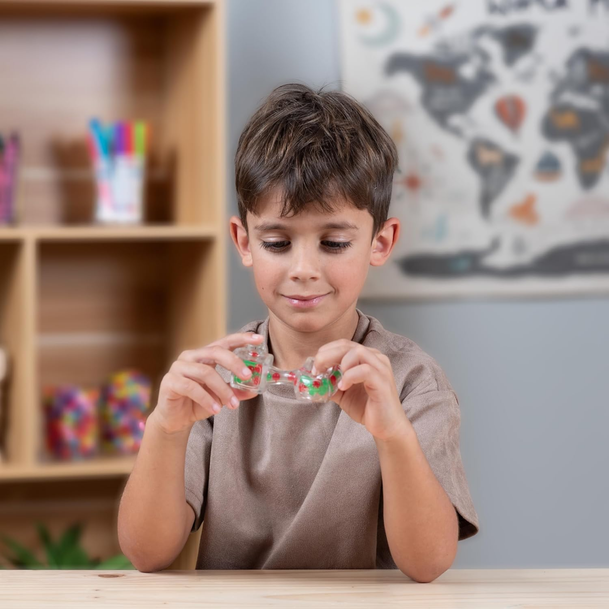 Goliath Fidget Blox, Sound Focused Sensory Squeeze & Play Ball Sorting Fidget Toy, Anxiety & Stress Relief Calming Therapy Desk Toy for Adults and Children, Red & Green Beads