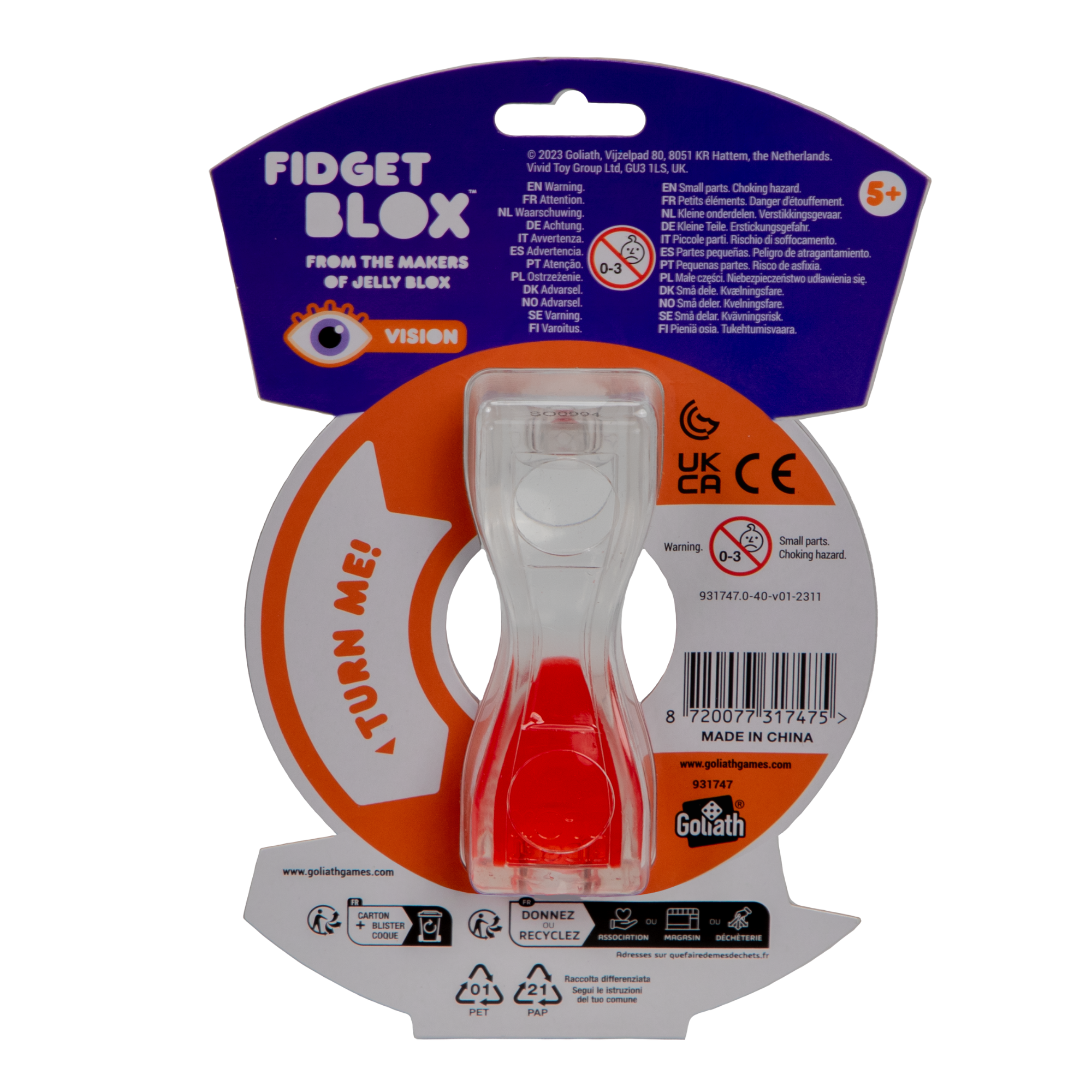 Goliath Fidget Blox, Vision Focused Sensory Squeeze & Play Fidget Toy, Liquid and Colour Based, Anxiety & Stress Relief Calming Therapy Desk Toy for Adults and Children, Red