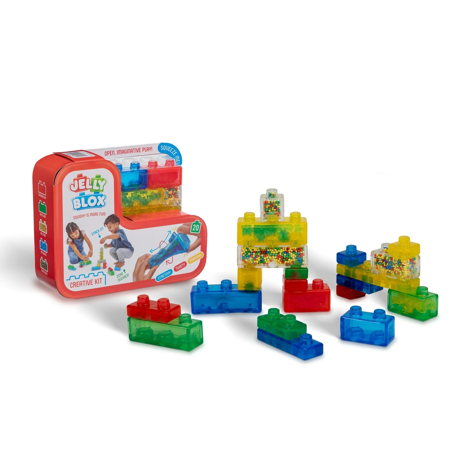 Goliath Jelly Blox Creative Kit, 20 Piece Toddler & Preschool Building Blocks, Ouch-Free Tactile & Sensory Play Fidget Toy, Stackable, Squishable & Stretchable Blocks Suitable for Boys & Girls Aged 2+