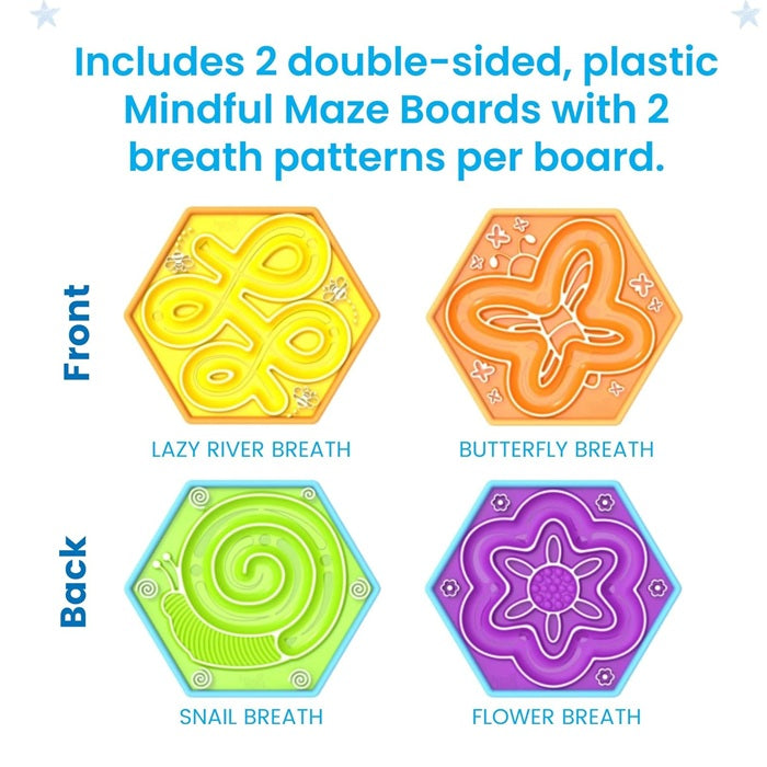 Learning Resources Mindful Maze Garden Pack, Calming Sensory Breathing Boards for Kids, Mindfulness & Self-Regulation Tool, 2 Double-Sided Boards with 4 Breathing Patterns, Ages 3+