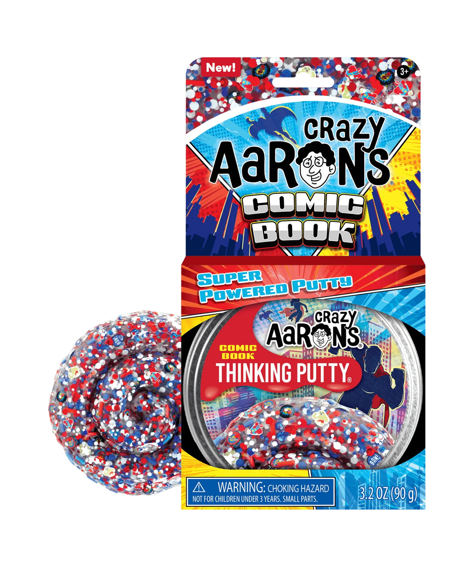 Crazy Aaron's Comic Book Thinking Putty, 4" Tin with 90g of Non-Toxic Sensory Play Putty which Never Dries Out, Soft Textured Creative Fidget Toy for Boys and Girls Ages 3Y+