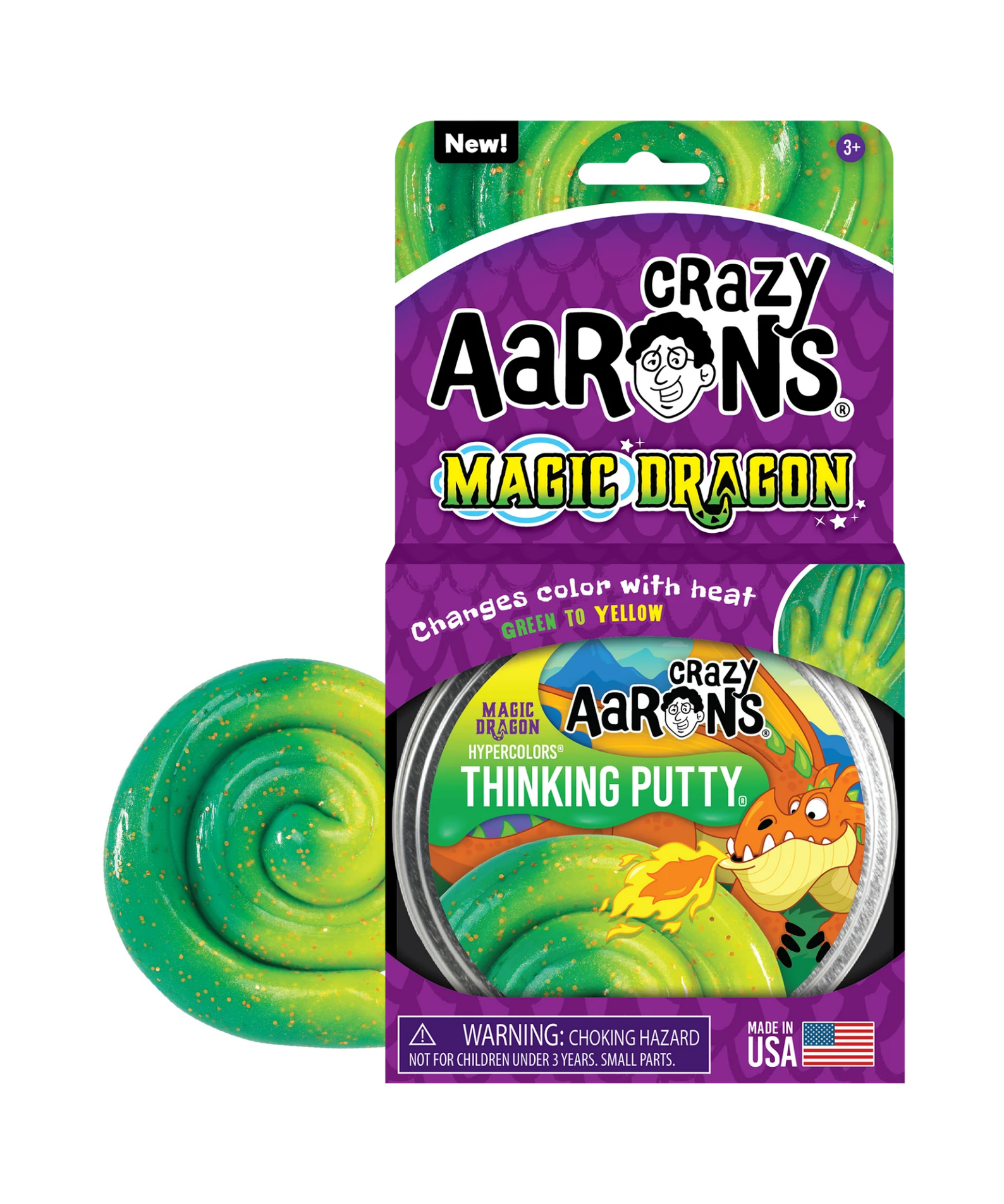 Crazy Aaron's Hypercolours Magic Dragon Thinking Putty, 4" Tin with 90g of Non-Toxic Sensory Play Putty which Never Dries Out, Soft Textured Creative Fidget Toy for Boys and Girls Ages 3Y+