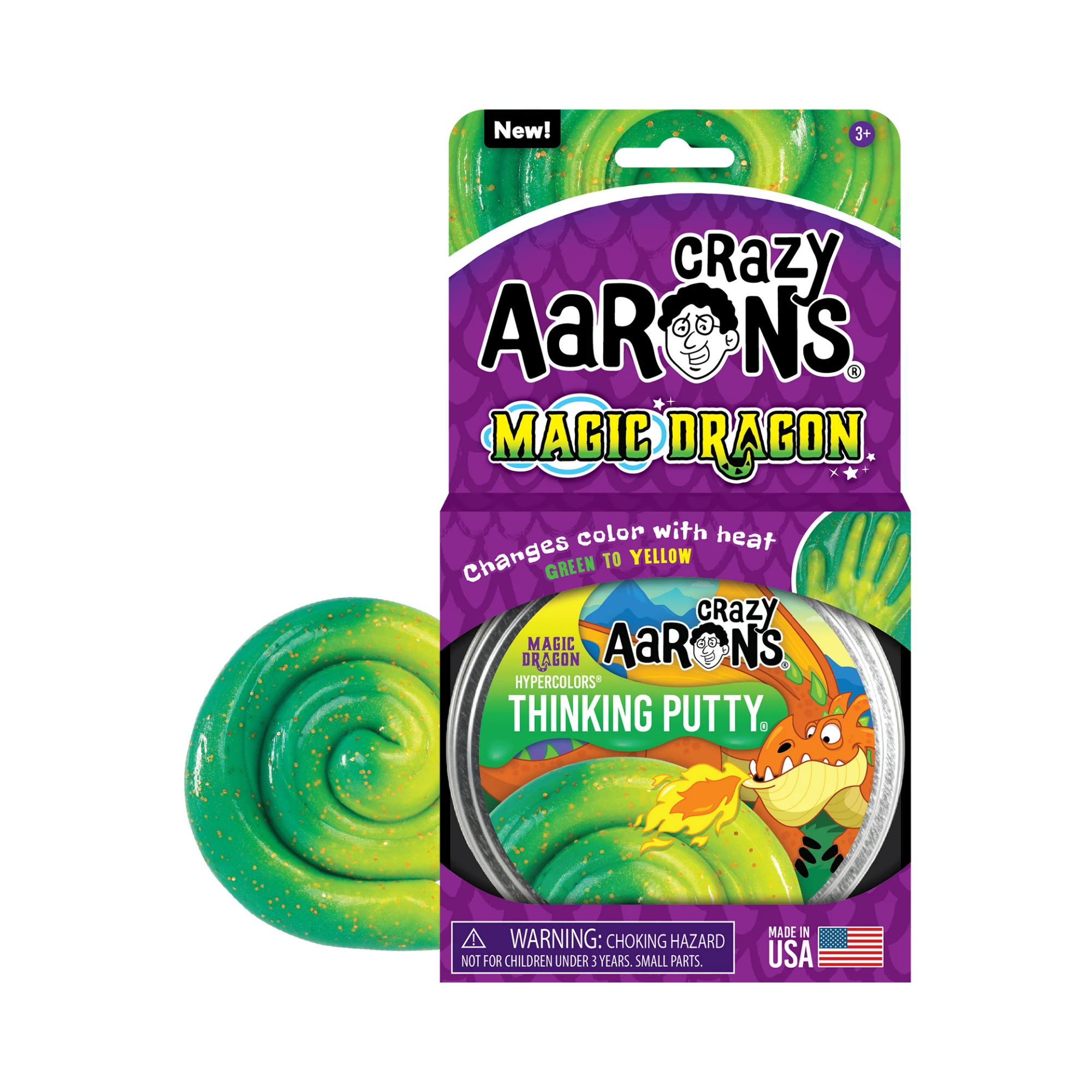 Crazy Aaron's Hypercolours Magic Dragon Thinking Putty, 4" Tin with 90g of Non-Toxic Sensory Play Putty which Never Dries Out, Soft Textured Creative Fidget Toy for Boys and Girls Ages 3Y+
