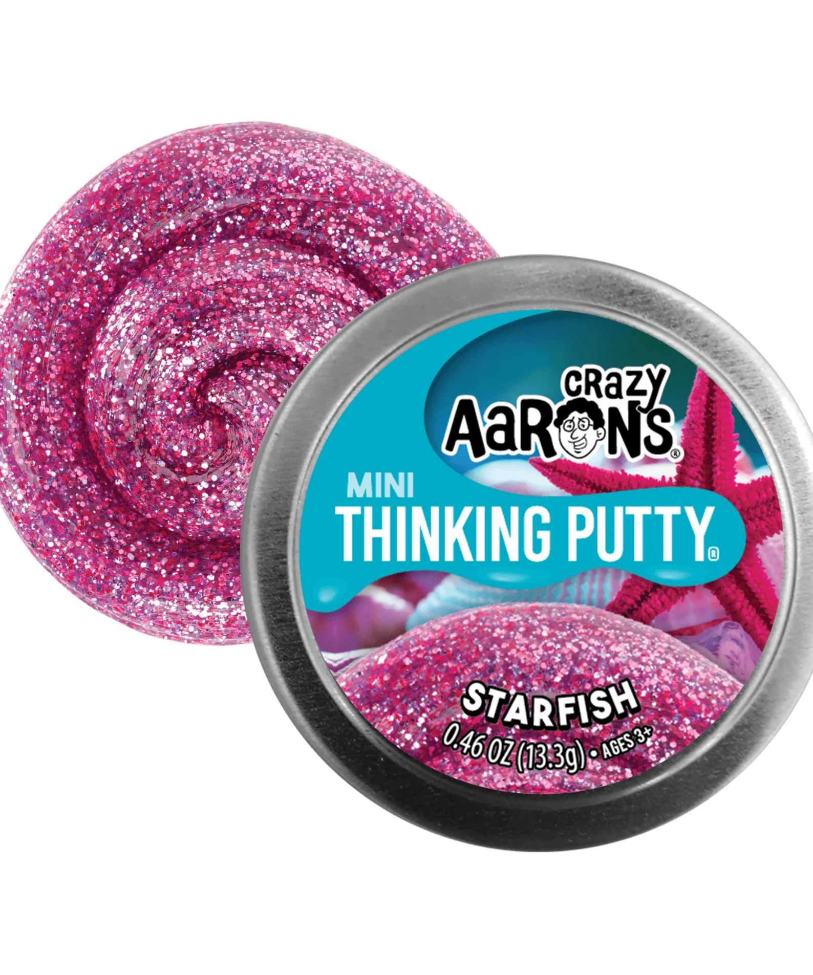 Crazy Aaron's Mini Starfish Thinking Putty, 2" Tin with 13g of Non-Toxic Sensory Play Putty which Never Dries Out, Soft Textured Creative Fidget Toy for Boys and Girls Ages 3Y+
