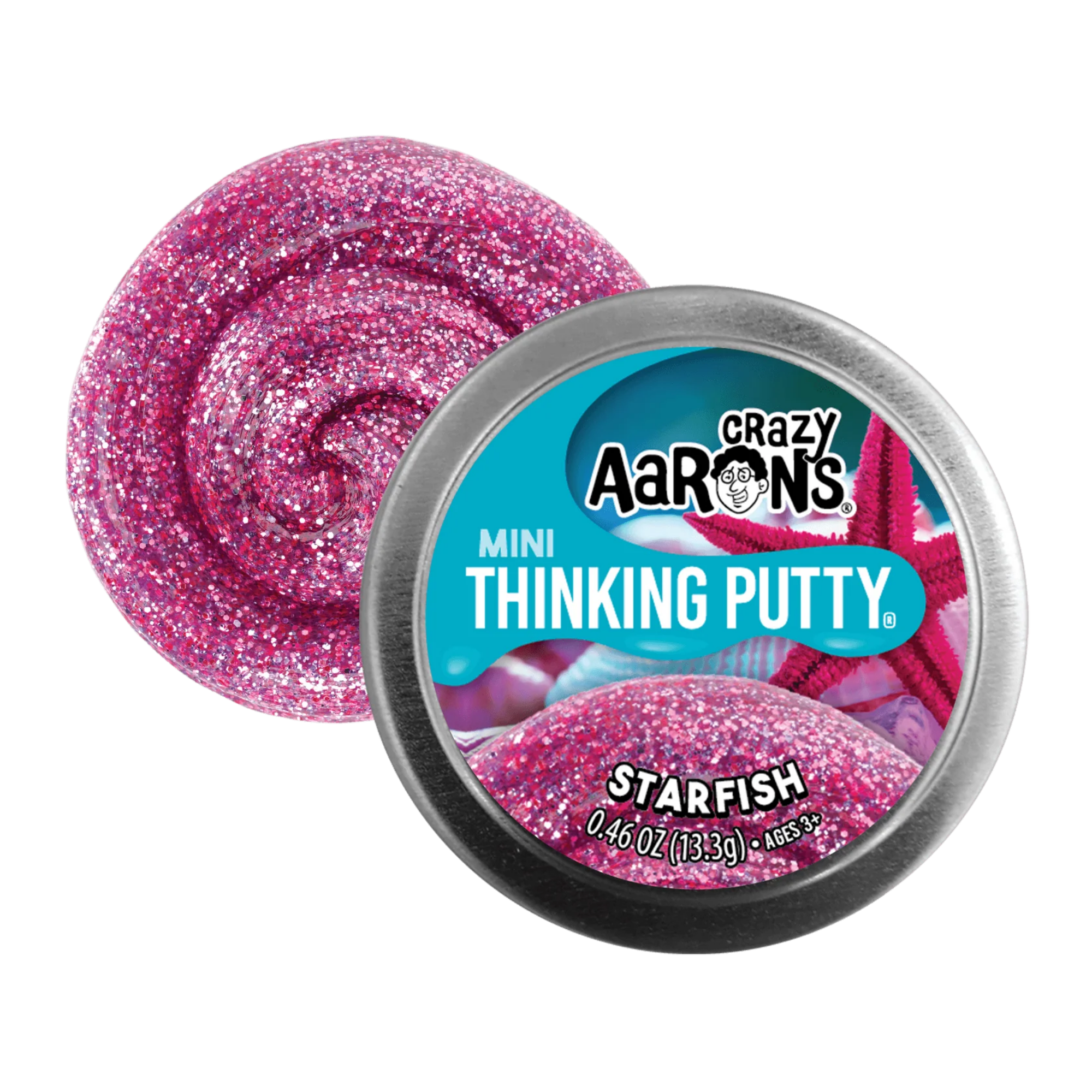 Crazy Aaron's Mini Starfish Thinking Putty, 2" Tin with 13g of Non-Toxic Sensory Play Putty which Never Dries Out, Soft Textured Creative Fidget Toy for Boys and Girls Ages 3Y+