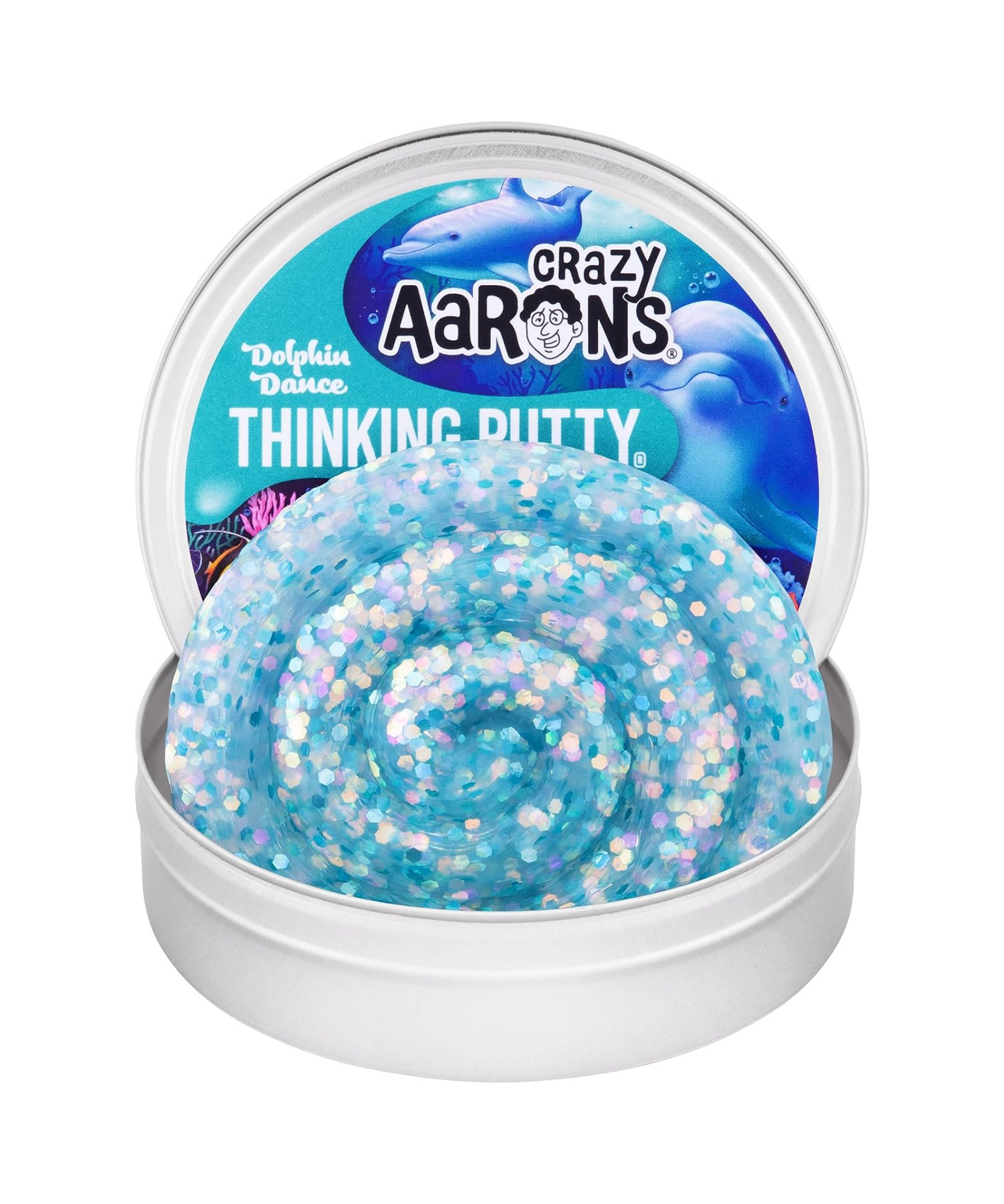 Crazy Aaron's Dolphin Dance Thinking Putty, 4" Tin with 90g of Non-Toxic Sensory Play Putty which Never Dries Out, Soft Textured Creative Fidget Toy for Boys and Girls Ages 3Y+