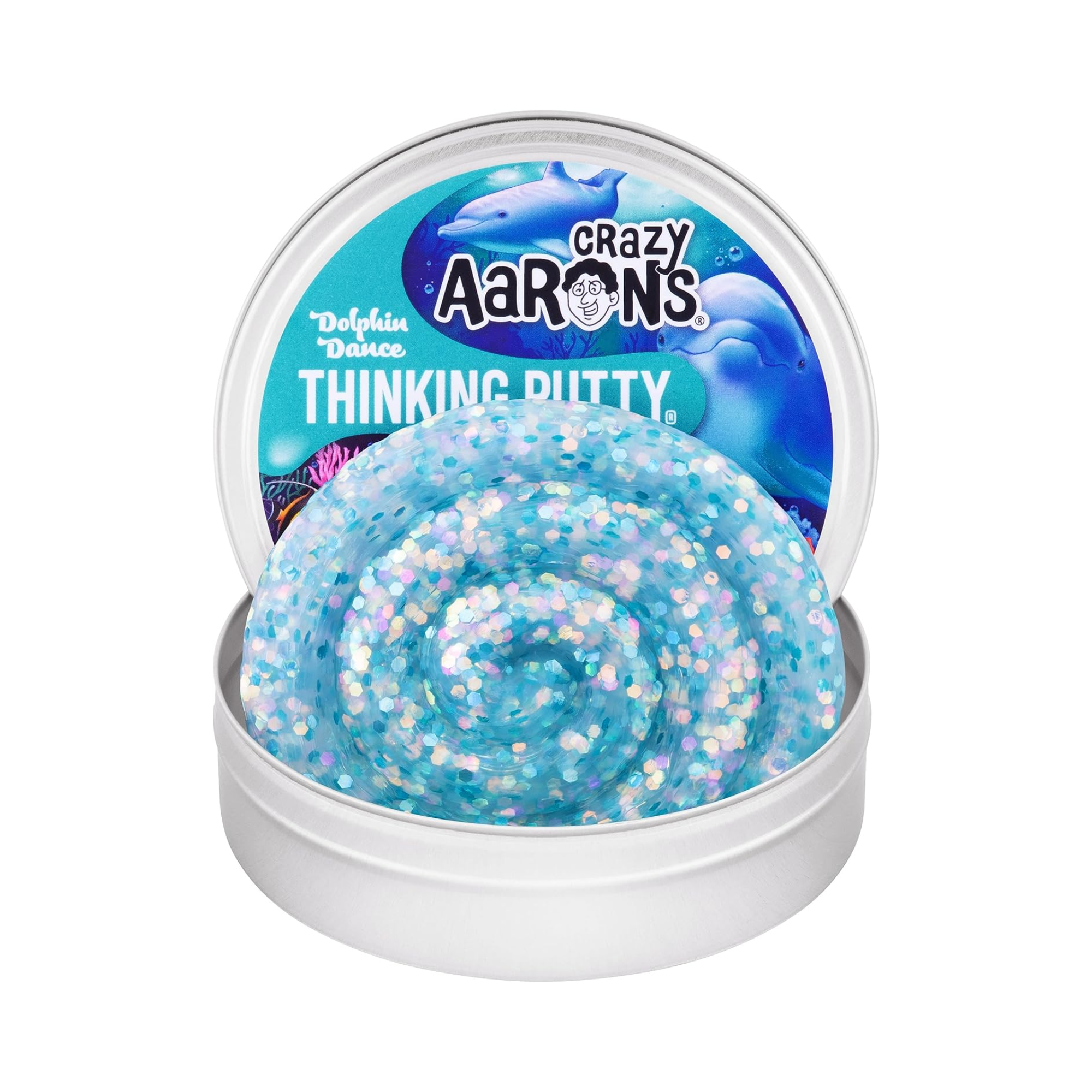 Crazy Aaron's Dolphin Dance Thinking Putty, 4" Tin with 90g of Non-Toxic Sensory Play Putty which Never Dries Out, Soft Textured Creative Fidget Toy for Boys and Girls Ages 3Y+