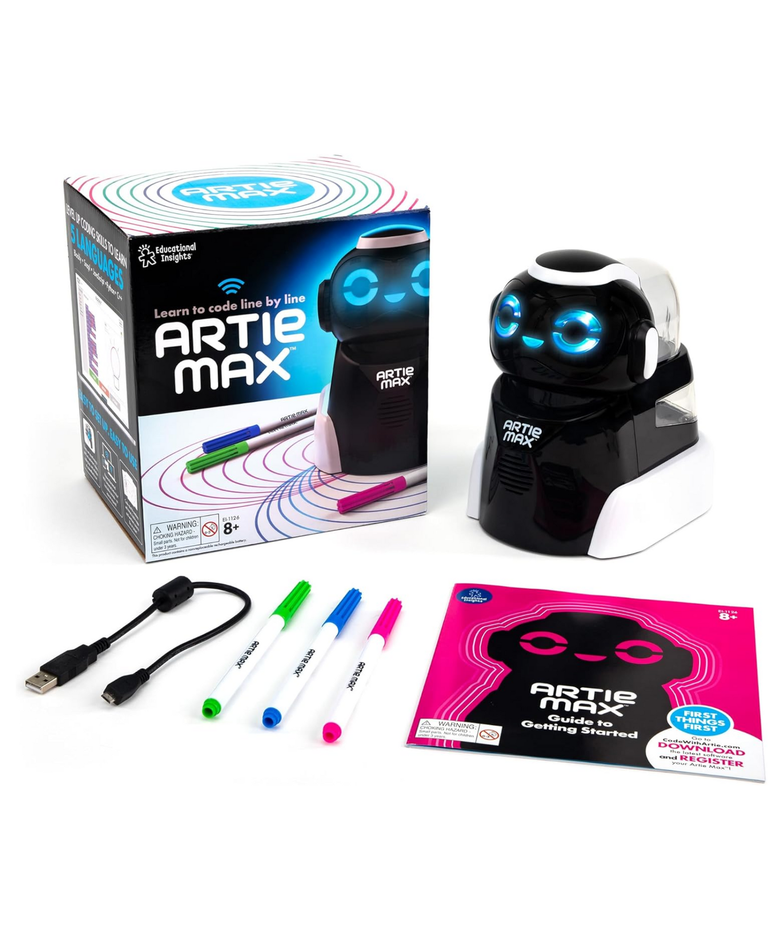 Learning Resources Artie Max The Coding Robot, Teaches 5 Coding Languages Through Drawing, STEM Educational Toy for Ages 8 and Up