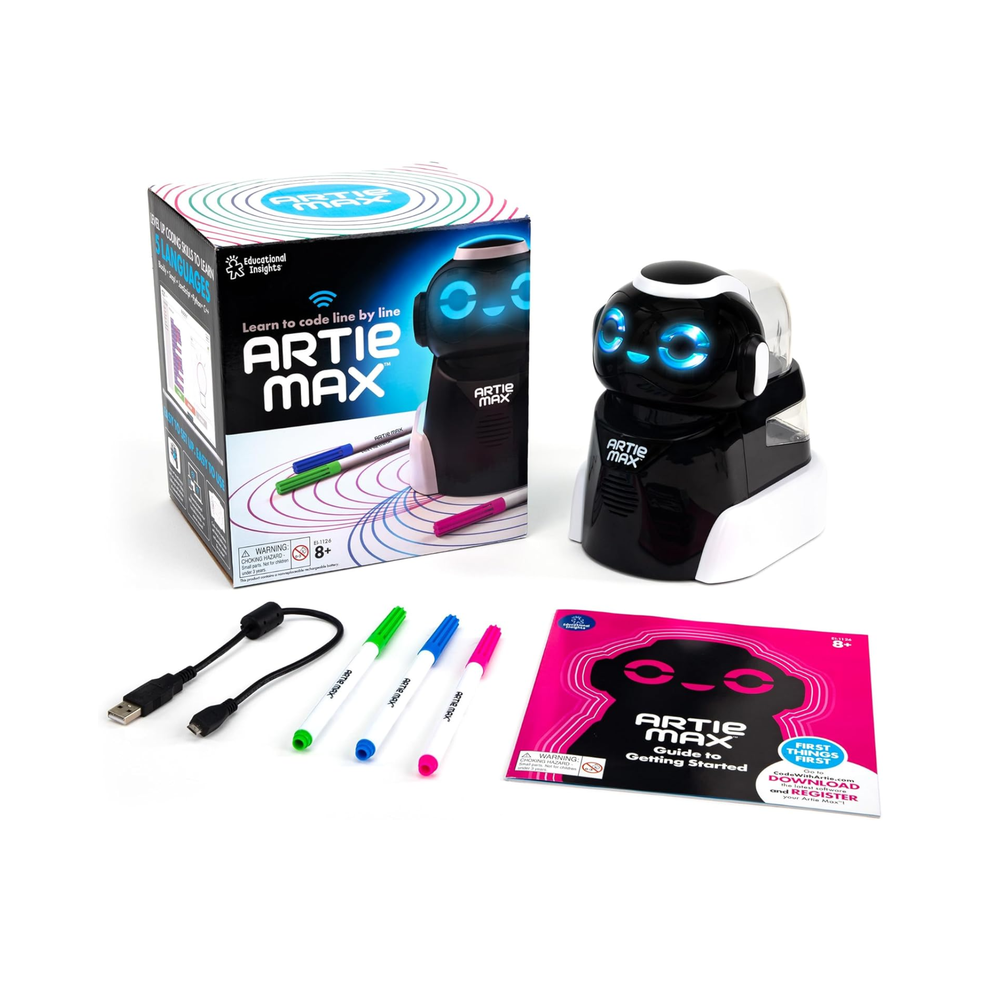 Learning Resources Artie Max The Coding Robot, Teaches 5 Coding Languages Through Drawing, STEM Educational Toy for Ages 8 and Up
