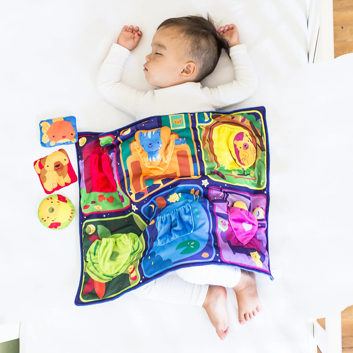 Educational Insights Bright Basics Slide & Splash Spouts – Cozy Bedtime Snuggly Blanket & Plush Animal Set for Early Routine Play (Ages 2+)