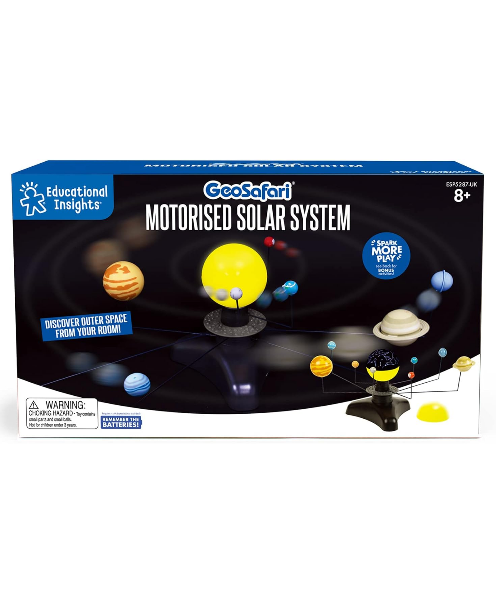 Learning Resources GeoSafari Motorised Solar System, Interactive Rotating & Revolving Model with Light-Up Sun & Star Projector, Includes Multilingual Activity Guide, For Kids Ages 8+