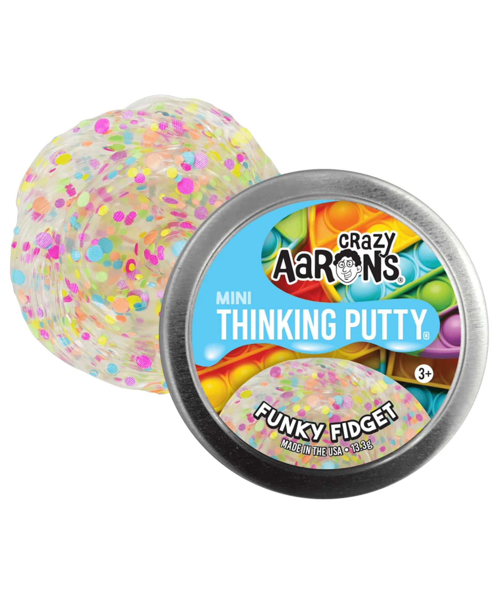 Crazy Aaron's Mini Funky Fidget Thinking Putty, 2" Tin with 13g of Non-Toxic Sensory Play Putty which Never Dries Out, Soft Textured Creative Fidget Toy for Boys and Girls Ages 3Y+