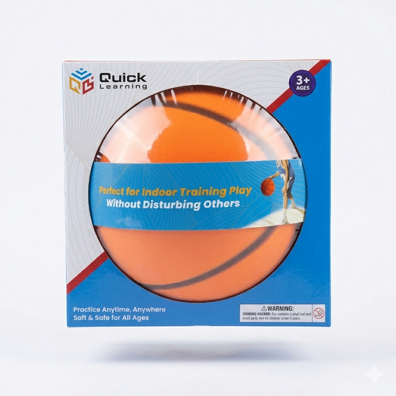 Quick Learning Silent Basketball – Soft, Noise-Free Indoor Dribbling Ball (Size 5)