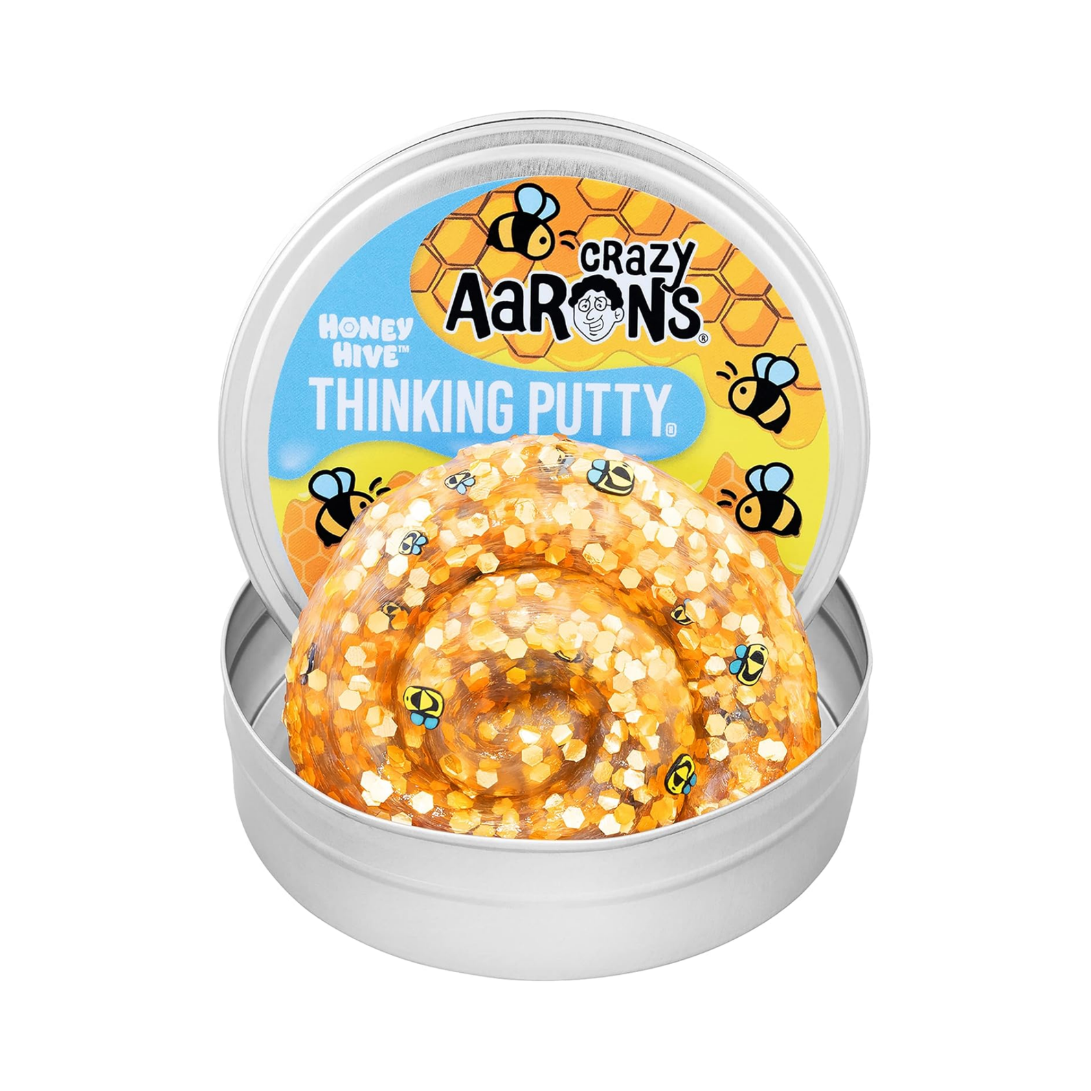 Crazy Aaron's Hide Inside! Honey Hive Thinking Putty, 4" Tin with 90g of Non-Toxic Sensory Play Putty which Never Dries Out, Soft Textured Creative Fidget Toy for Boys and Girls Ages 3Y+