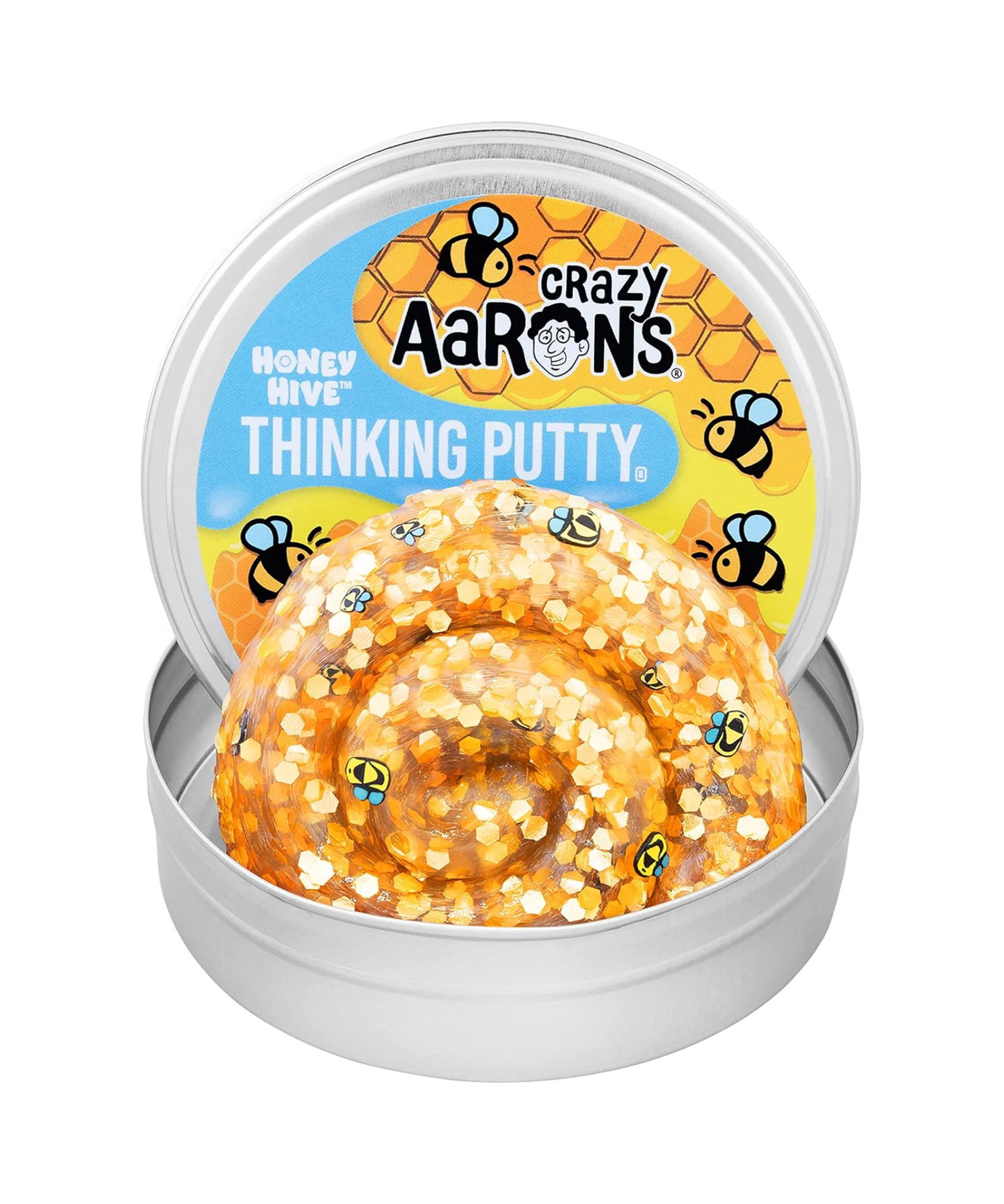 Crazy Aaron's Hide Inside! Honey Hive Thinking Putty, 4" Tin with 90g of Non-Toxic Sensory Play Putty which Never Dries Out, Soft Textured Creative Fidget Toy for Boys and Girls Ages 3Y+
