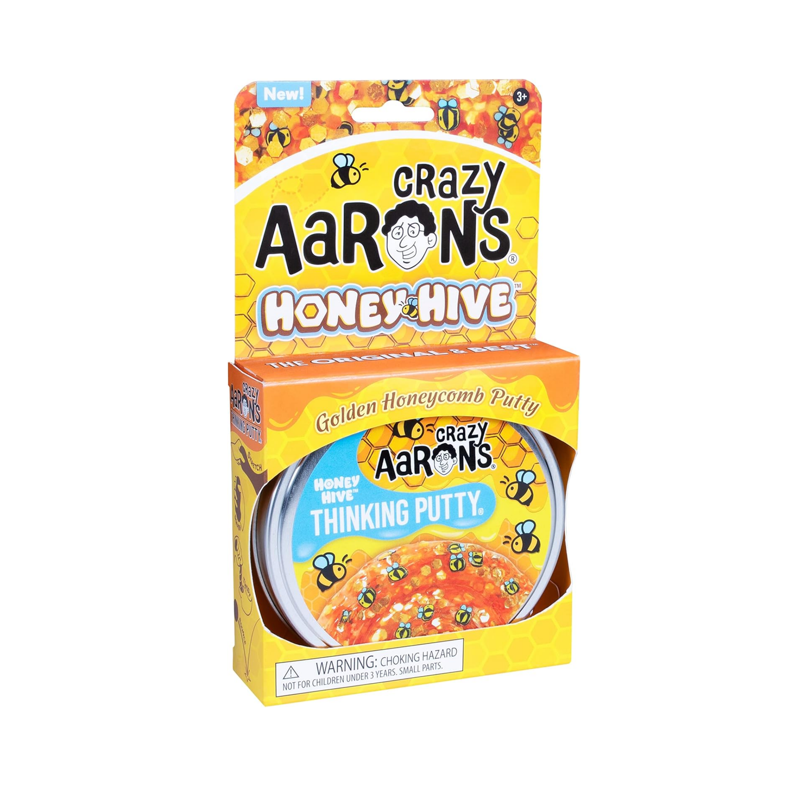 Crazy Aaron's Hide Inside! Honey Hive Thinking Putty, 4" Tin with 90g of Non-Toxic Sensory Play Putty which Never Dries Out, Soft Textured Creative Fidget Toy for Boys and Girls Ages 3Y+
