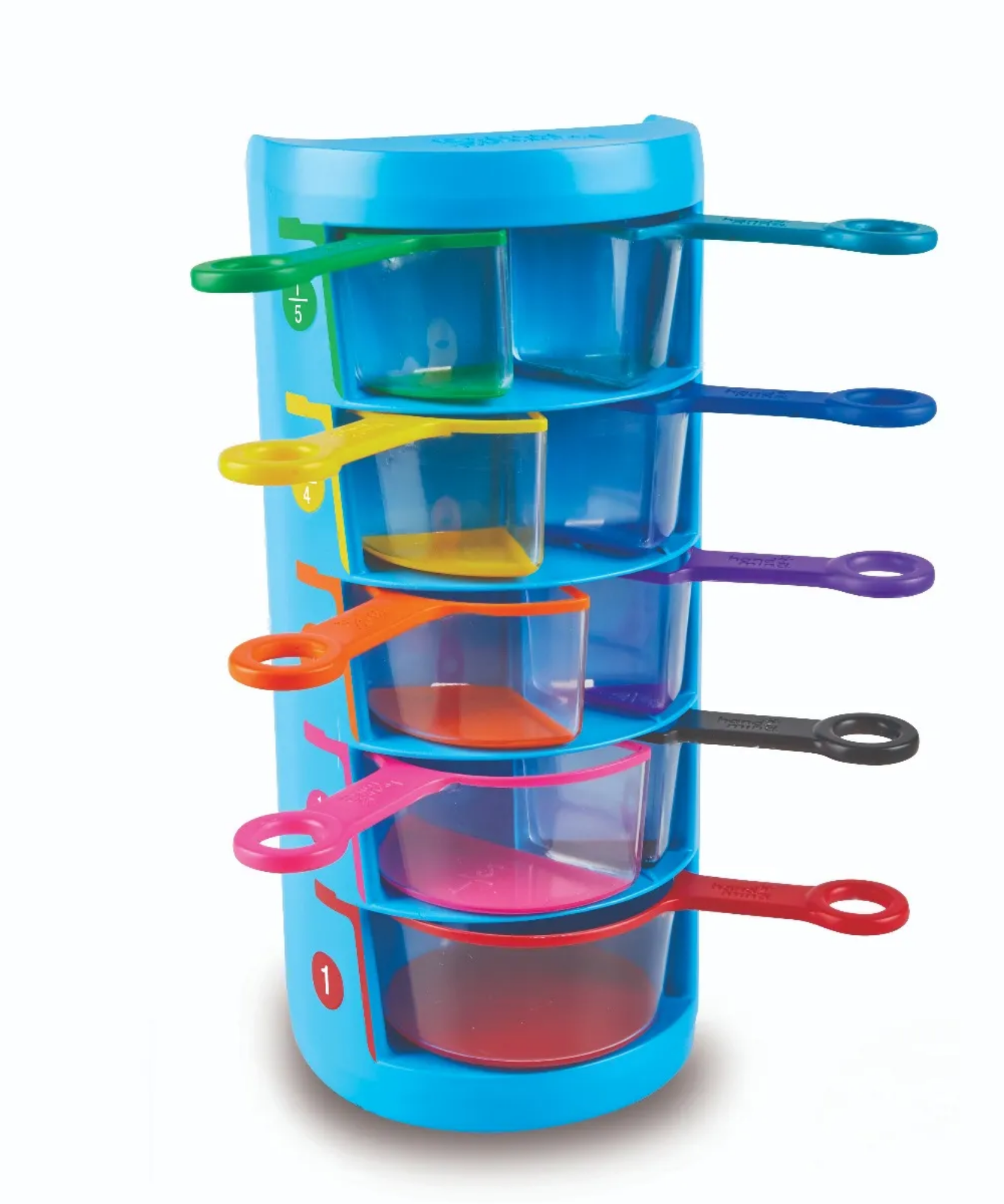 Learning Resources Rainbow Fraction Measuring Cups, Set of 9 Colour-Coded Fraction Cups for Learning Volume, Capacity and Baking, Visual Fraction Learning for Ages 3 and Up