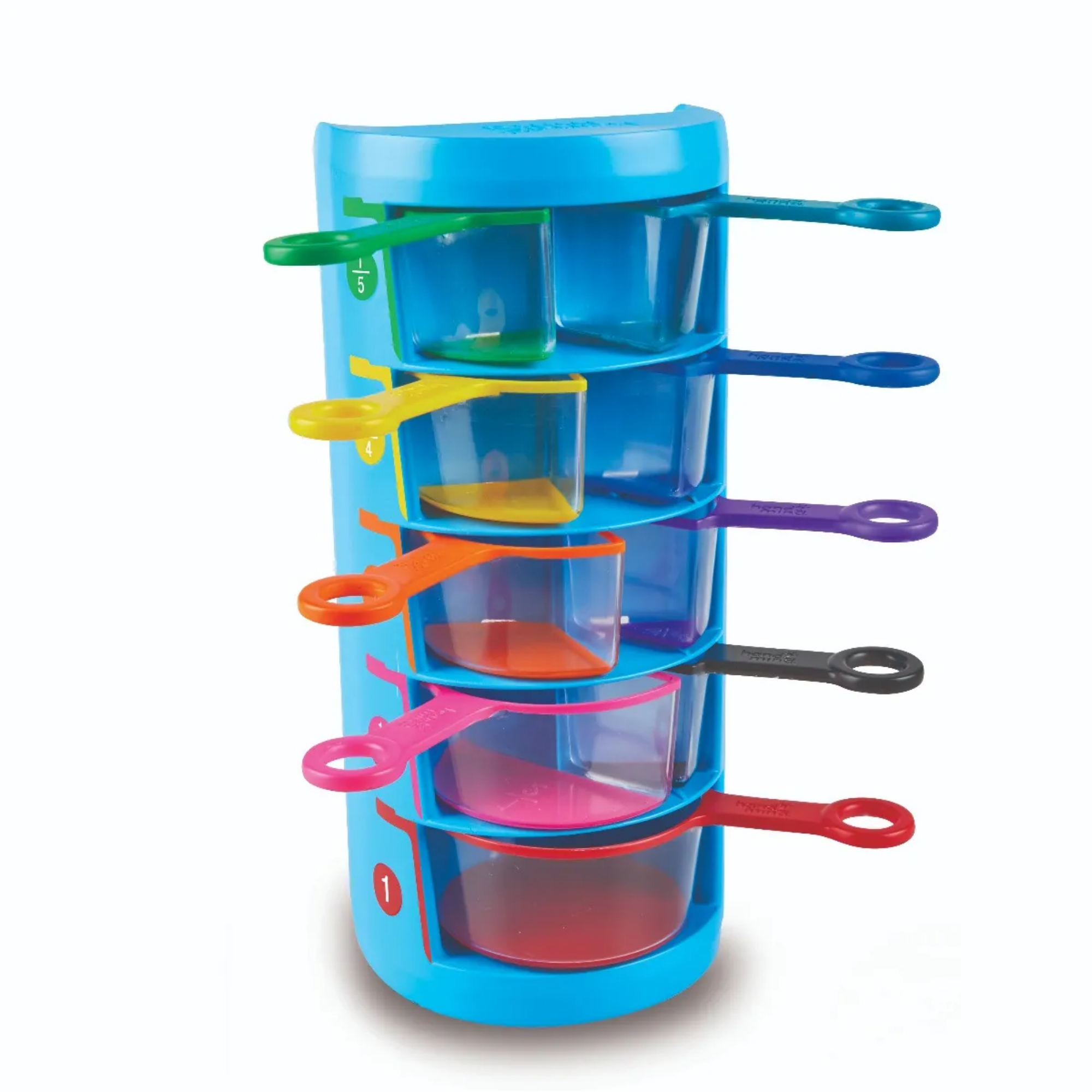 Learning Resources Rainbow Fraction Measuring Cups, Set of 9 Colour-Coded Fraction Cups for Learning Volume, Capacity and Baking, Visual Fraction Learning for Ages 3 and Up