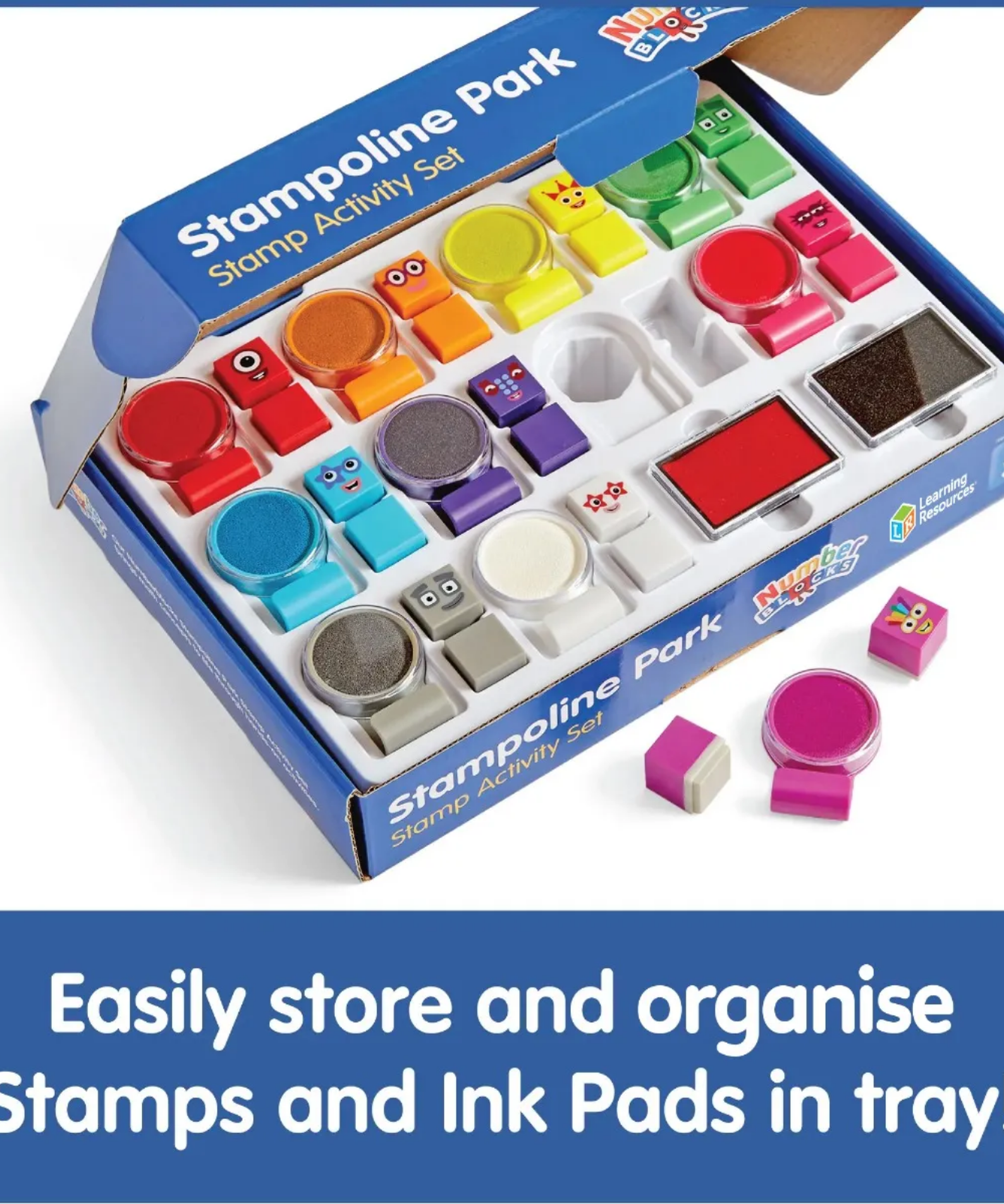 Learning Resources Numberblocks Stampoline Park Stamp Activity Set, Create Your Own Numberblocks Adventures, 32-Piece Arts & Crafts Set for Kids, Officially Licensed Learning Resources
