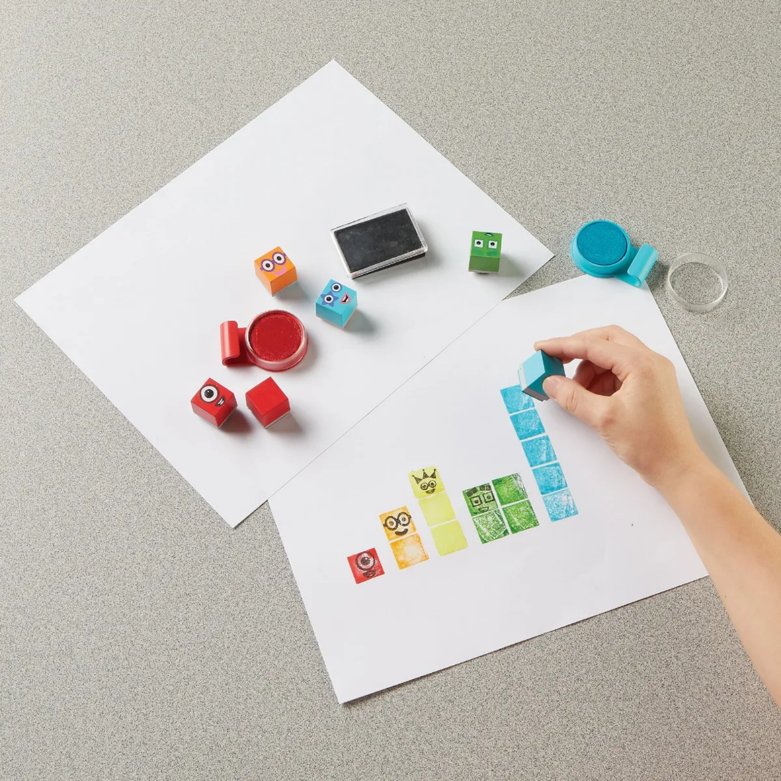Learning Resources Numberblocks Stampoline Park Stamp Activity Set, Create Your Own Numberblocks Adventures, 32-Piece Arts & Crafts Set for Kids, Officially Licensed Learning Resources
