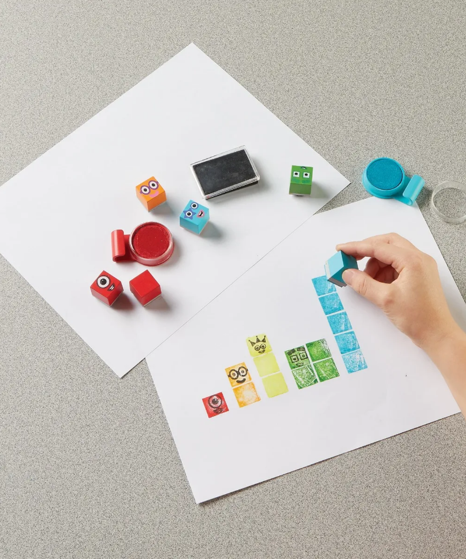 Learning Resources Numberblocks Stampoline Park Stamp Activity Set, Create Your Own Numberblocks Adventures, 32-Piece Arts & Crafts Set for Kids, Officially Licensed Learning Resources